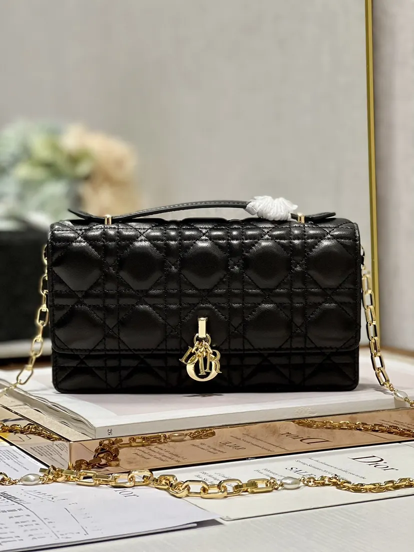 Dior 黑色 金色 羊皮 鏈條包 精致鏈條款
