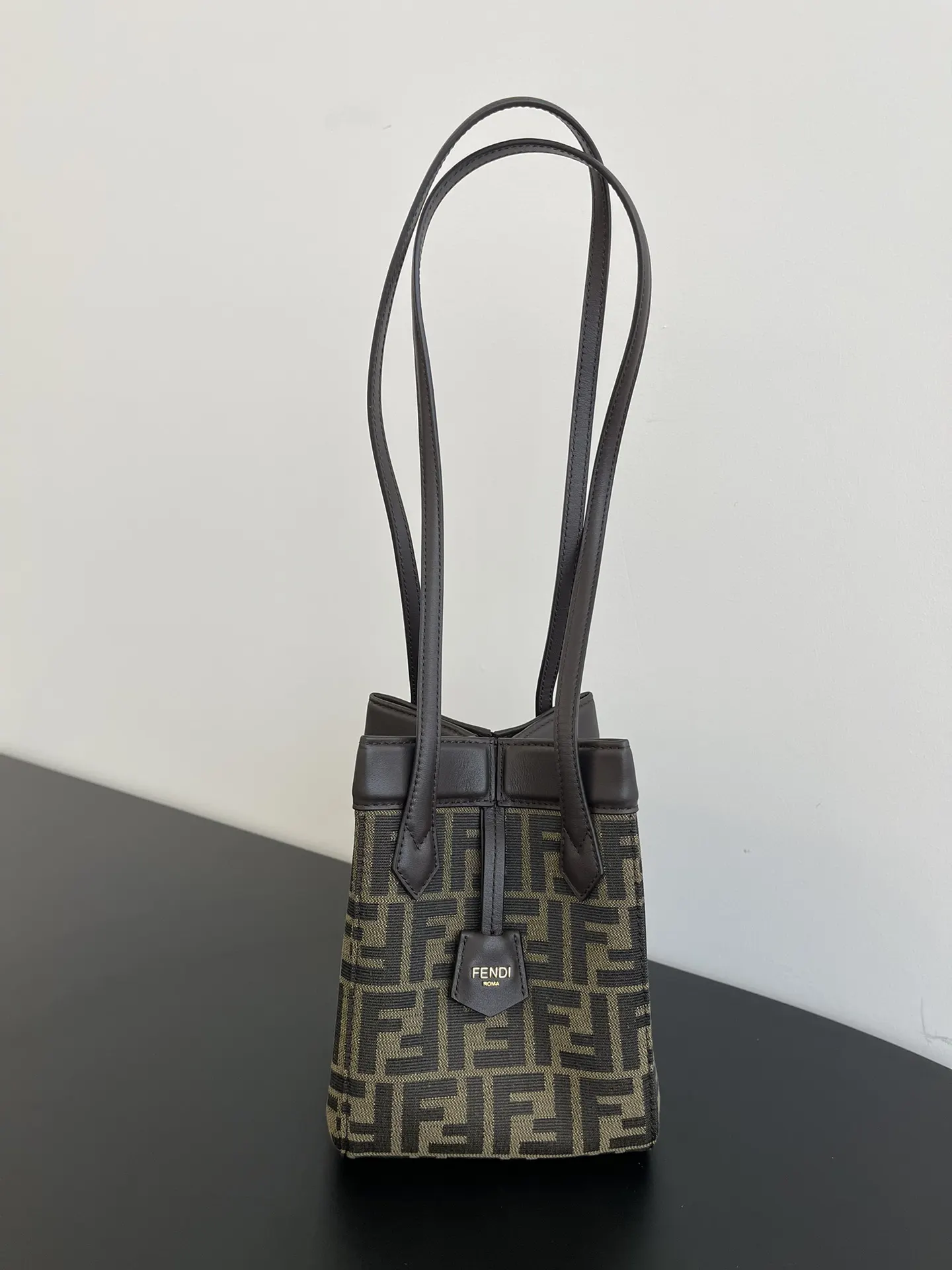 Coffee Monogram Tote Bag Leather