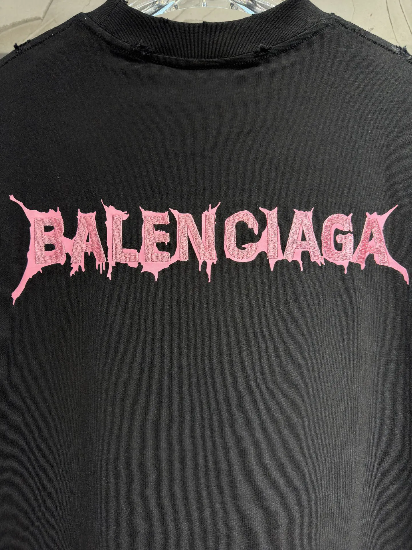 Balenciaga 26SS 粉色 Logo 字母 短袖T恤