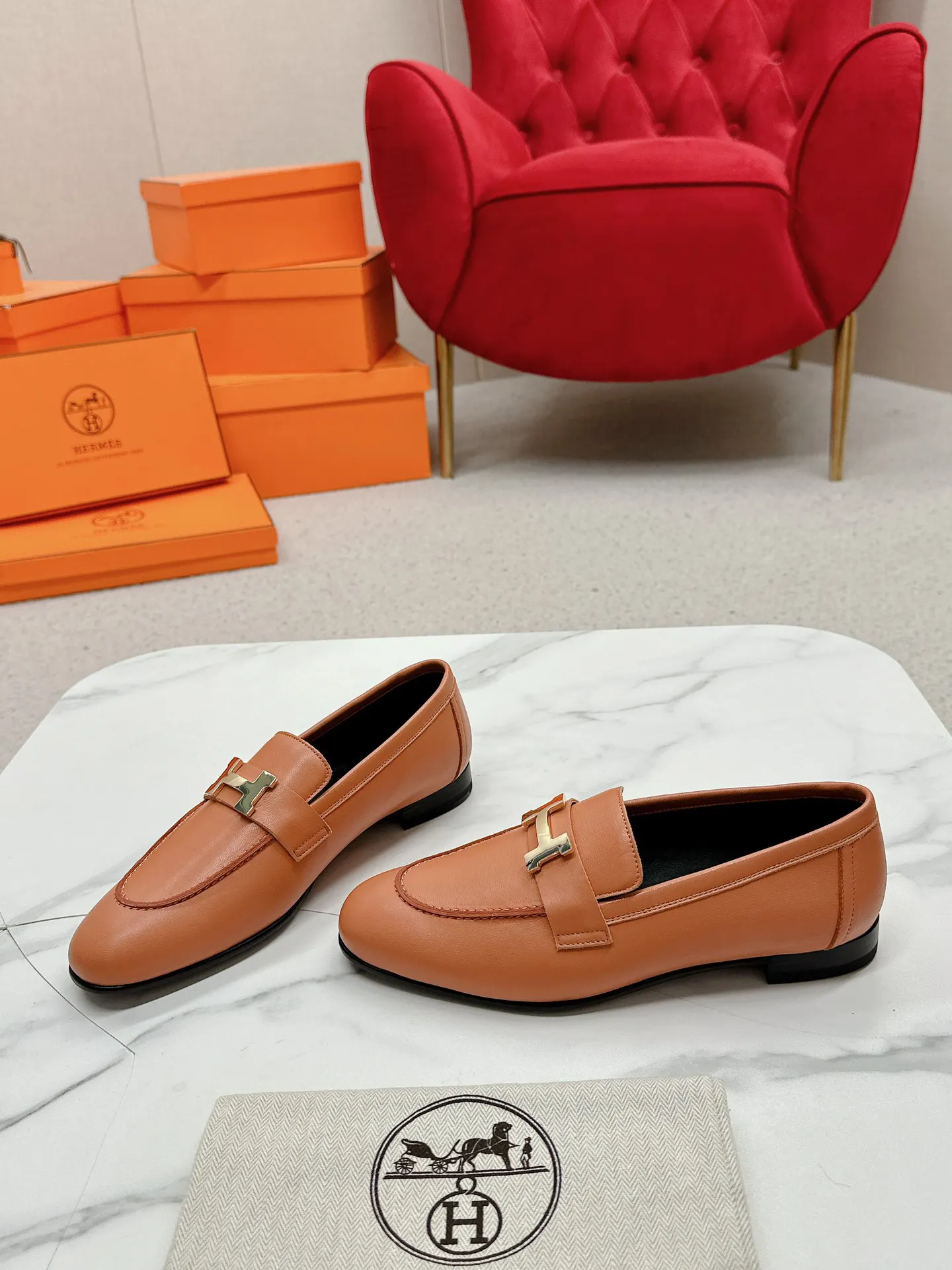 Hermès Royal 拼色 鞋履 舒适 乐福鞋