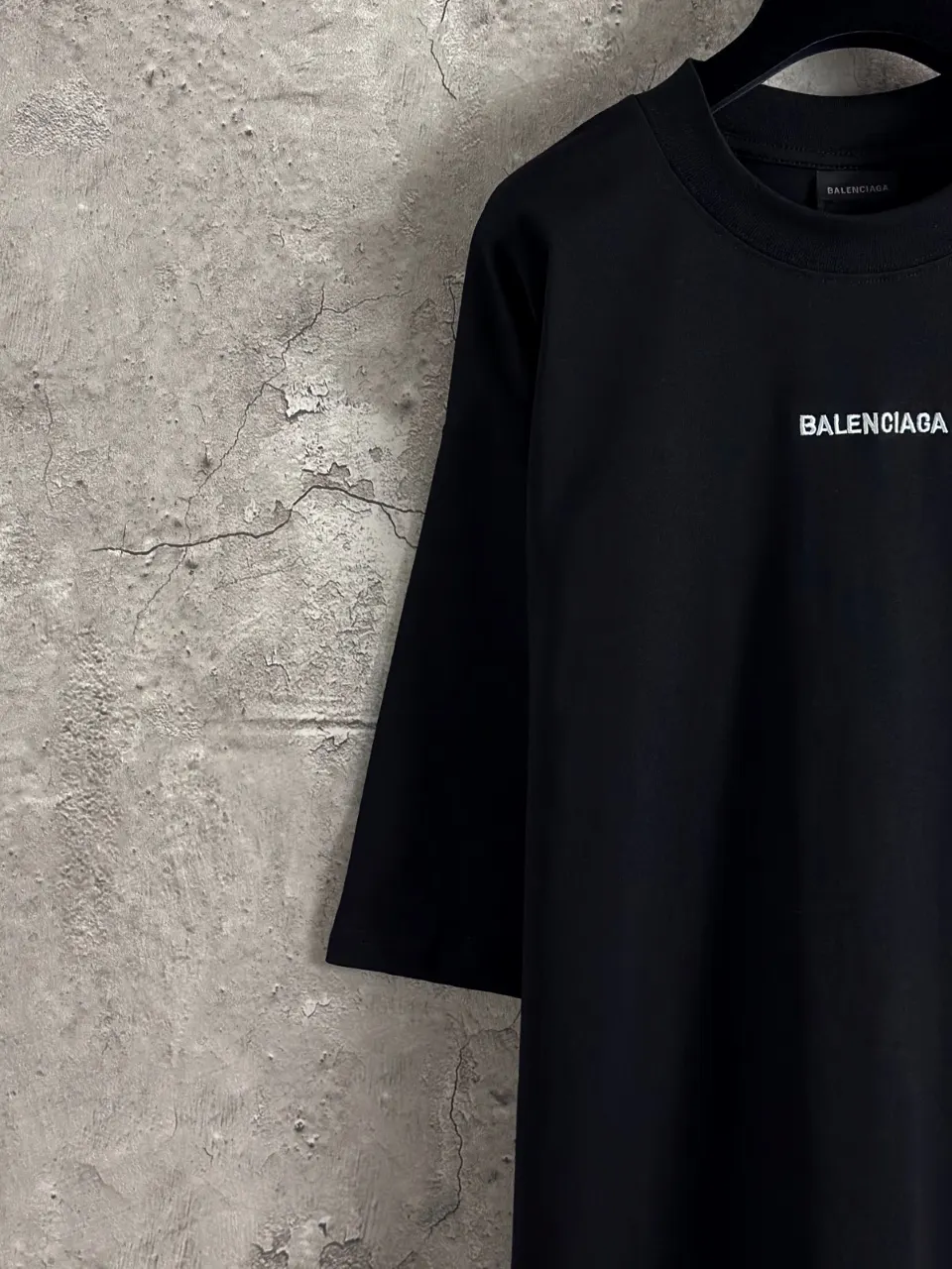 Balenciaga 黑色 字母 刺绣 短袖T恤 街头休闲款