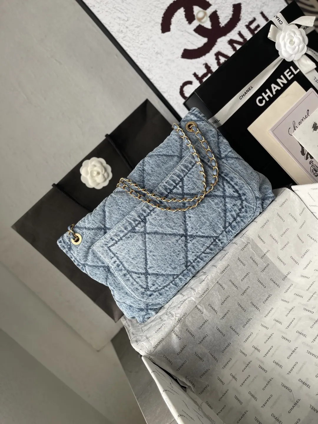 CHANEL 金色 牛仔 鏈條包 精致鏈條款