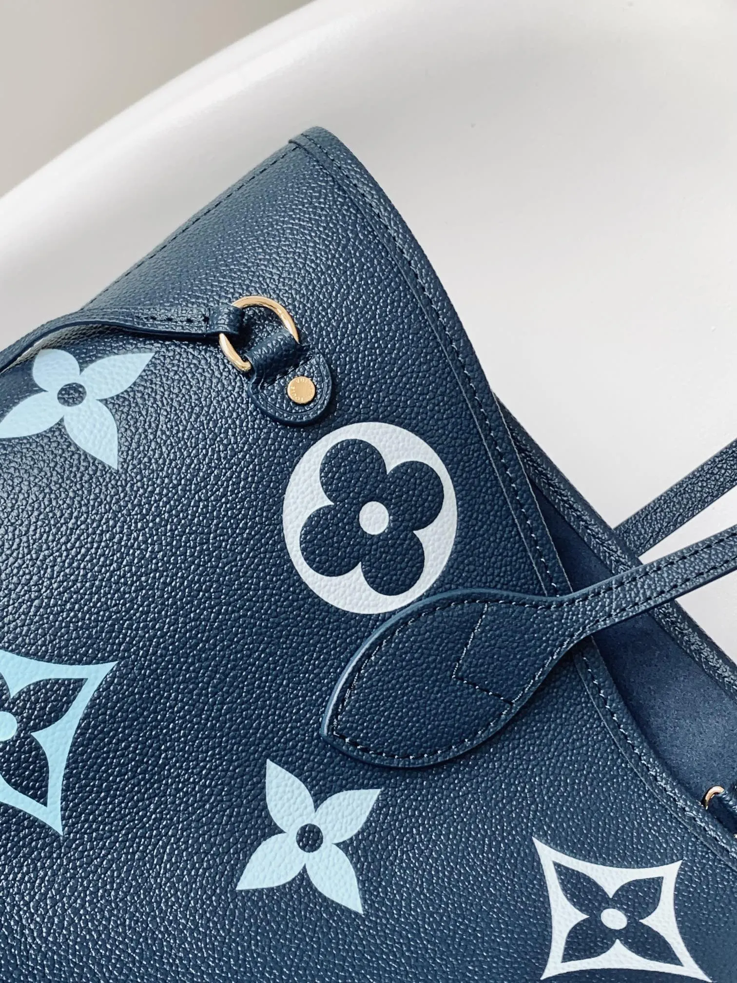 LV Neverfull 蓝色 牛皮 托特包 大容量托特款