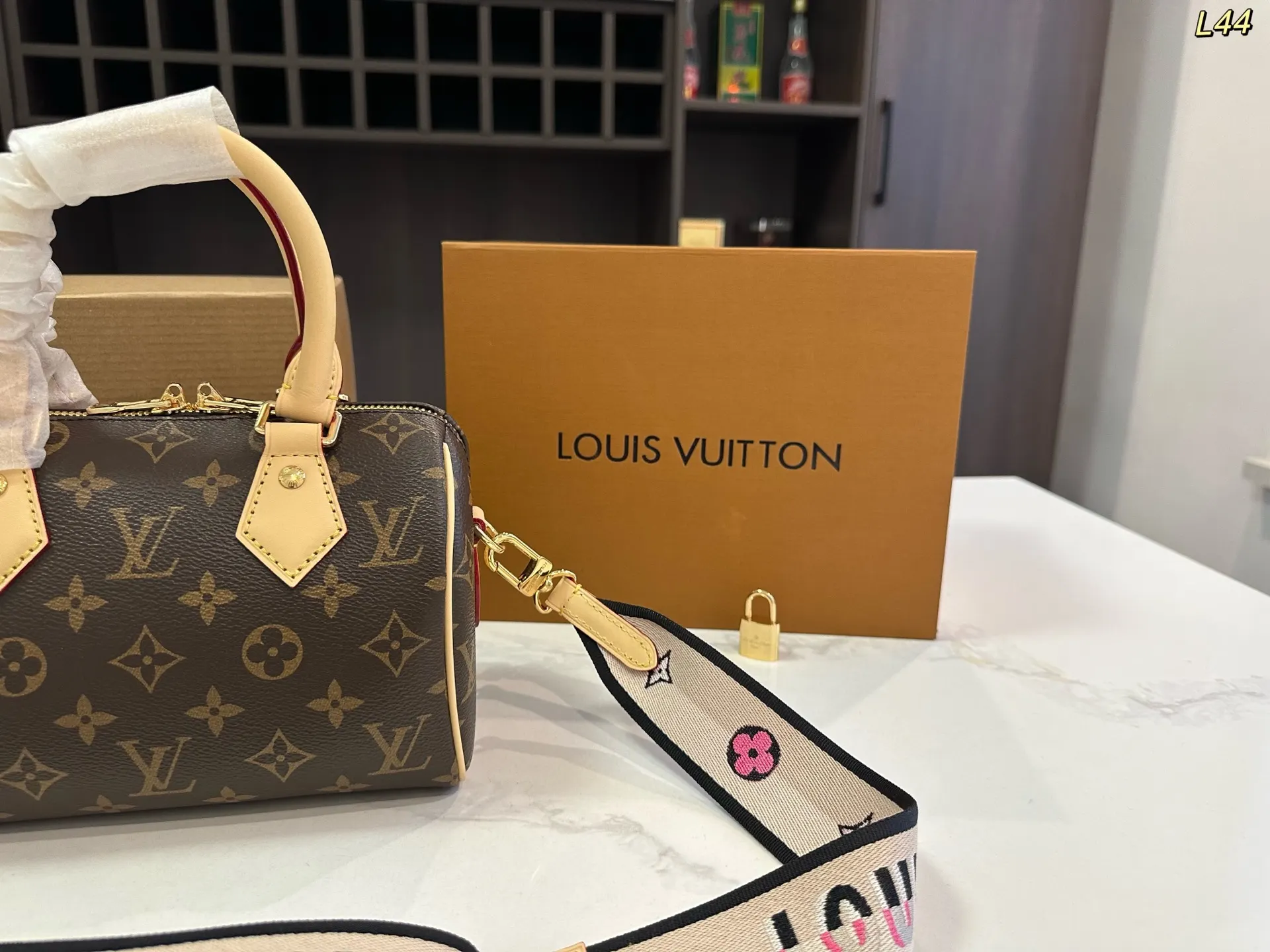 Louis Vuitton Gold Monogram Crossbody Bag Lightweight Leather