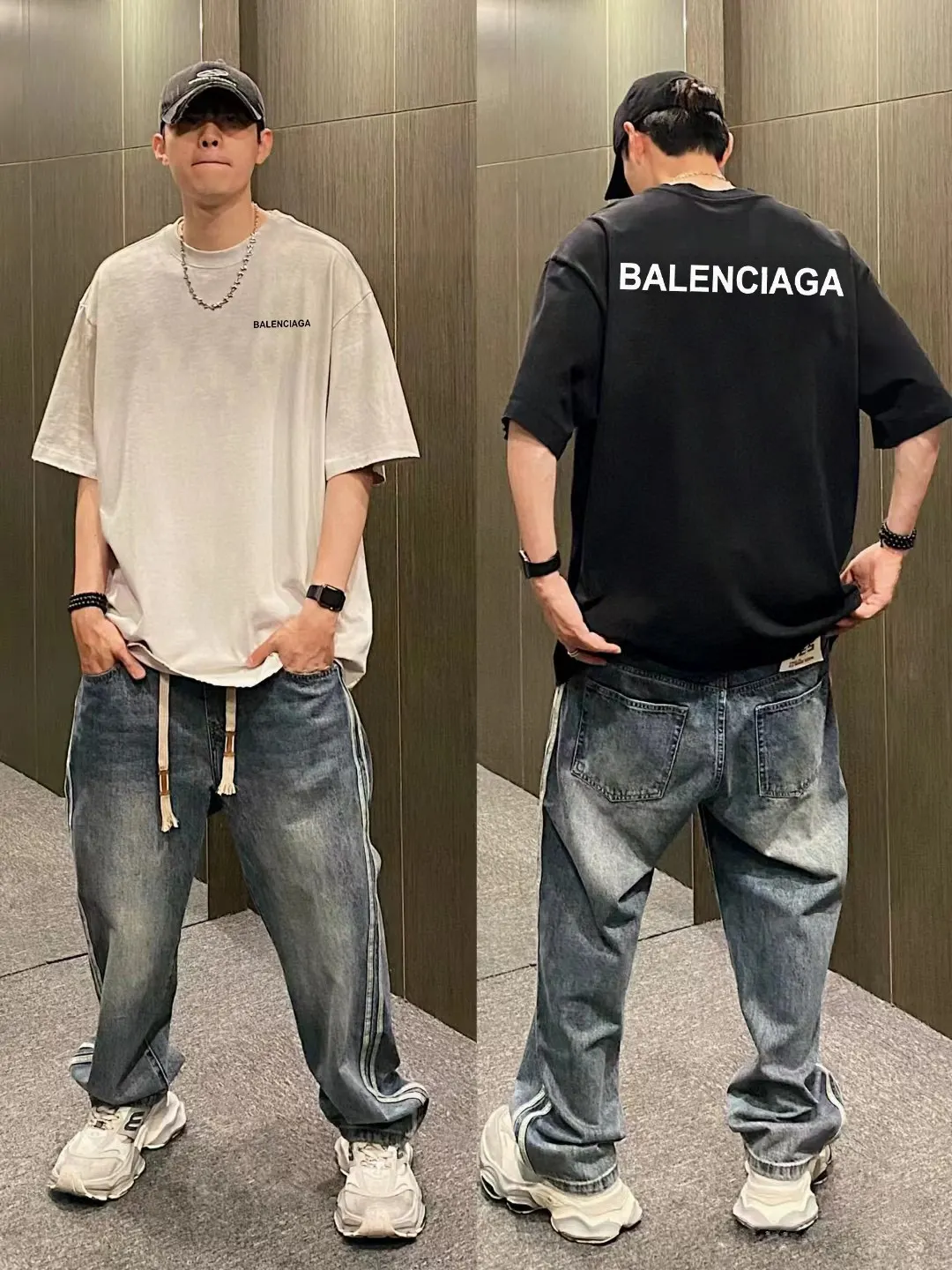 Balenciaga 黑色 纯棉 Logo 短袖T恤 宽松休闲