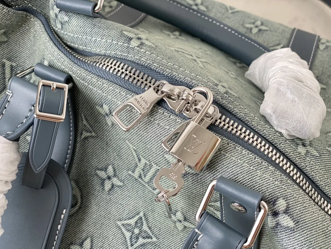 LV Keepall 丹宁 牛皮 旅行袋 大容量旅行款