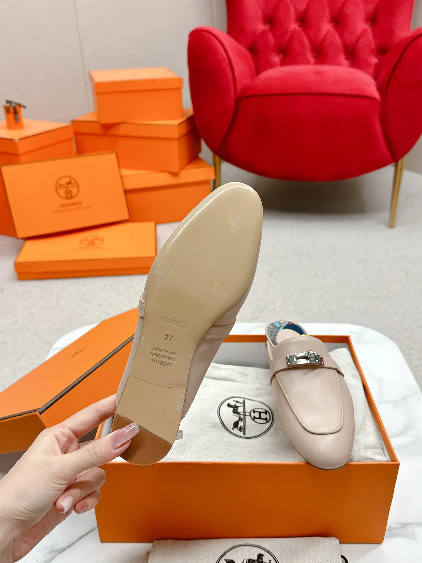 Hermès Leather Slides