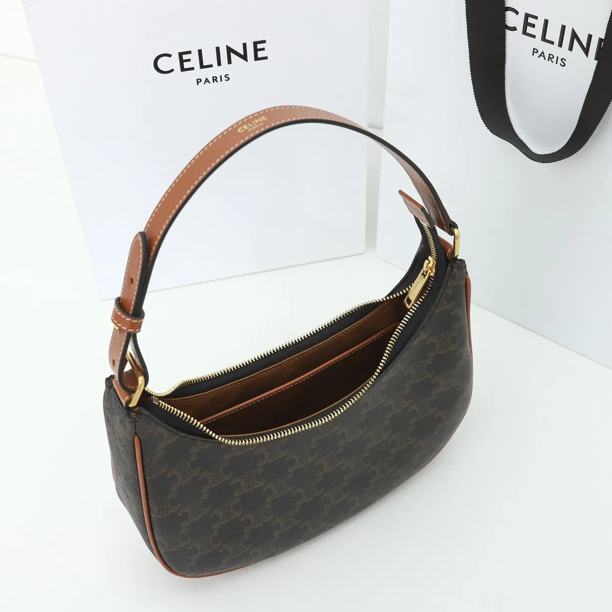 Celine 老花 牛皮 腋下包 復古腋下背款