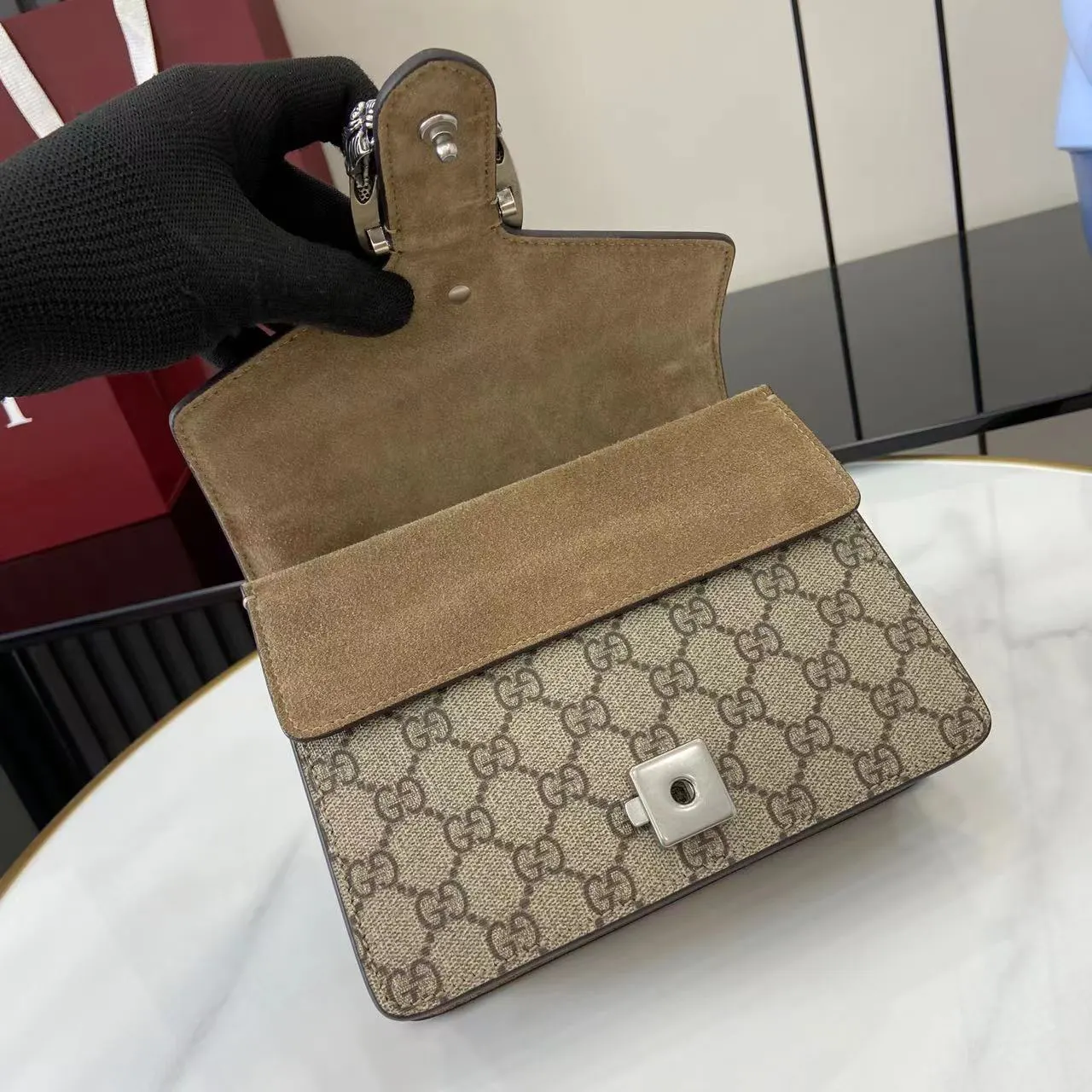 Brown Silver Chain Bag