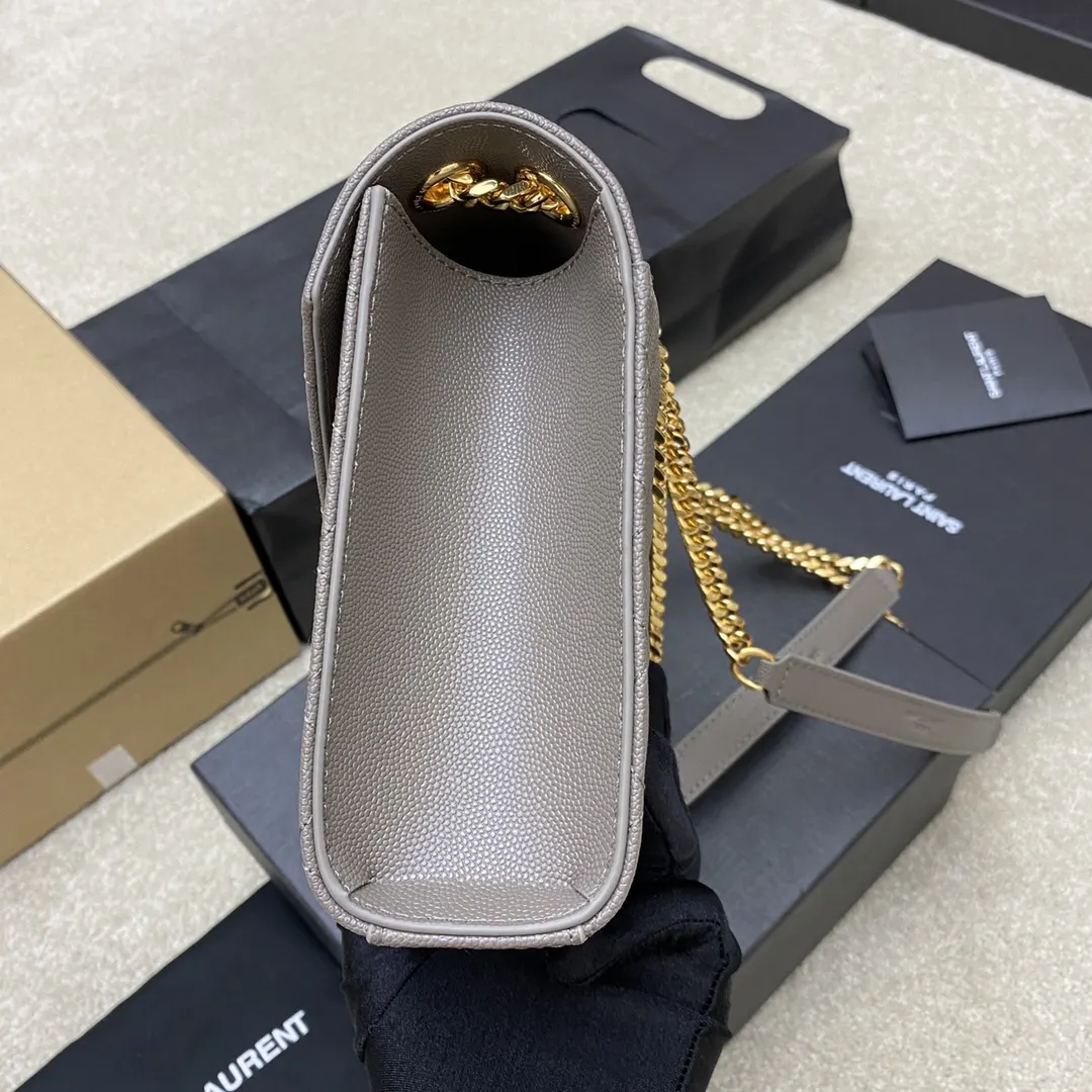 灰色 牛皮 批 精品专供 灰色球纹 金链 链条包 精致链条款