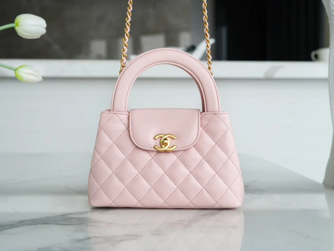 CHANEL 黑色 粉色 羊皮 手提包 通勤手提款