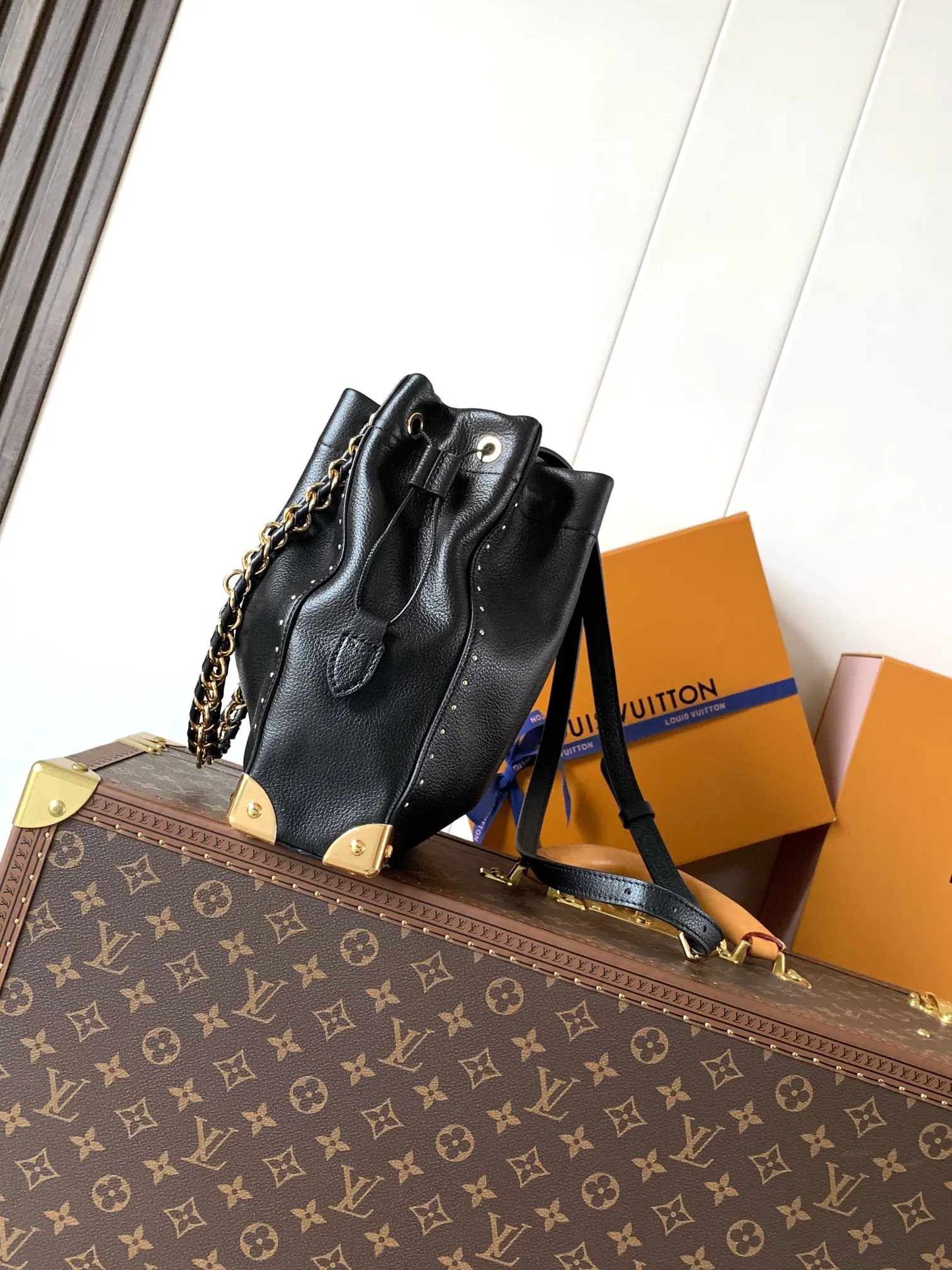 Black Brown Chain Bag Leather