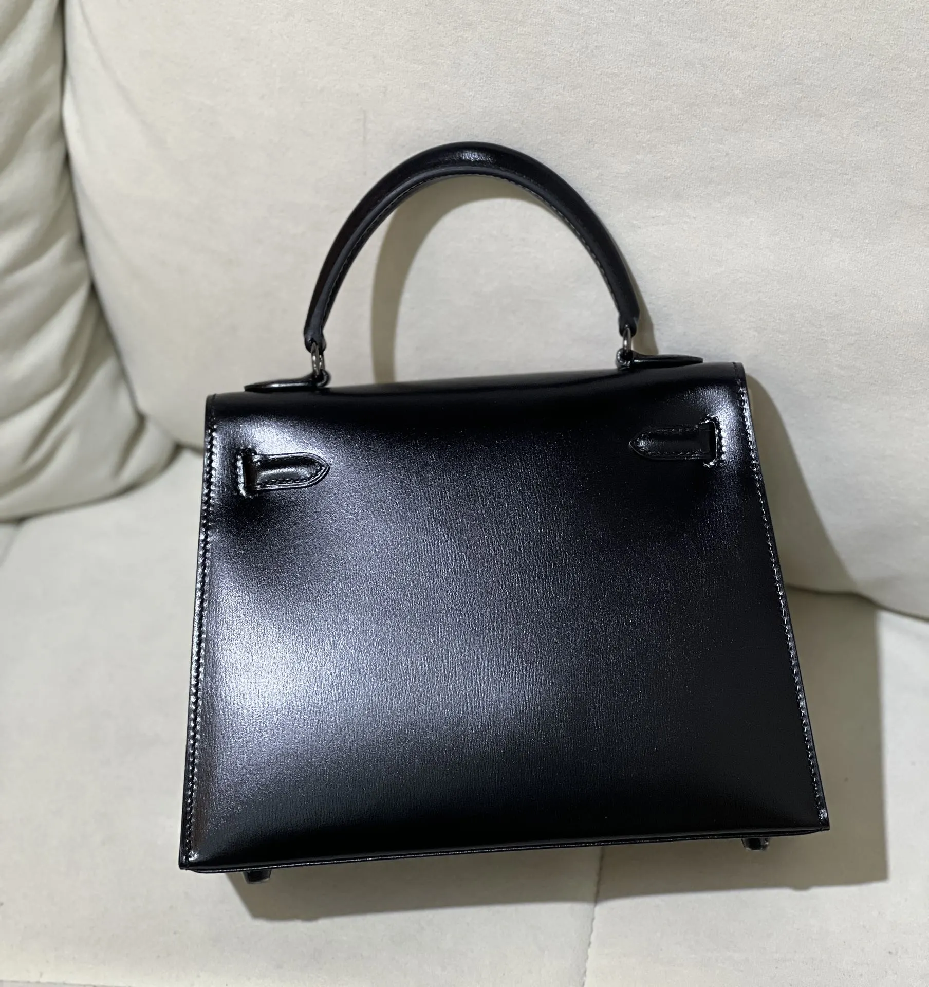 Hermès Kelly 黑色 皮革 手提包