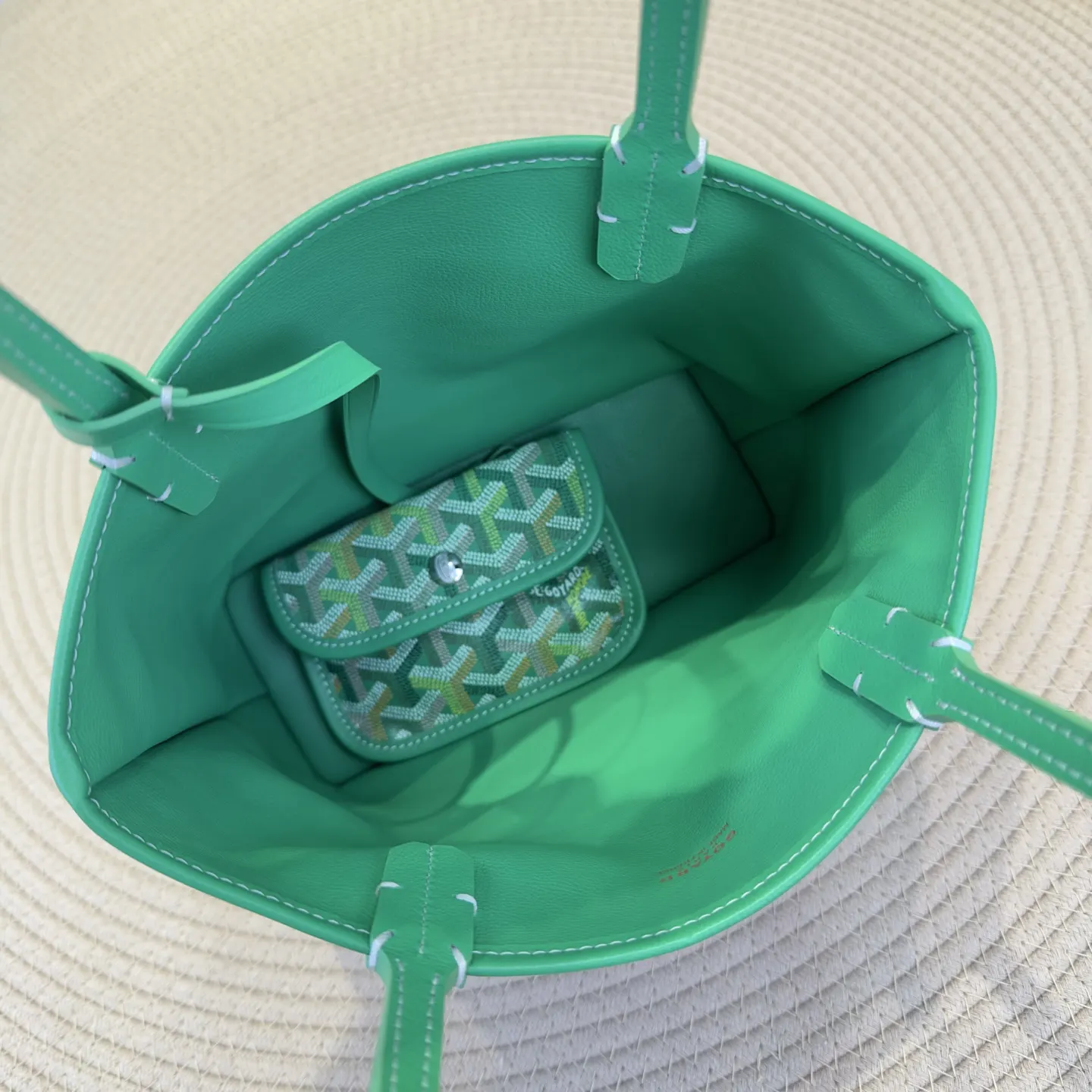 Goyard mini托特草低綠 戈雅Anjou Mini 托特包 大容量托特款(數字9) Goyard mini托特草低綠 戈雅Anjou Mini 托特包 大容量托特款(數字9)