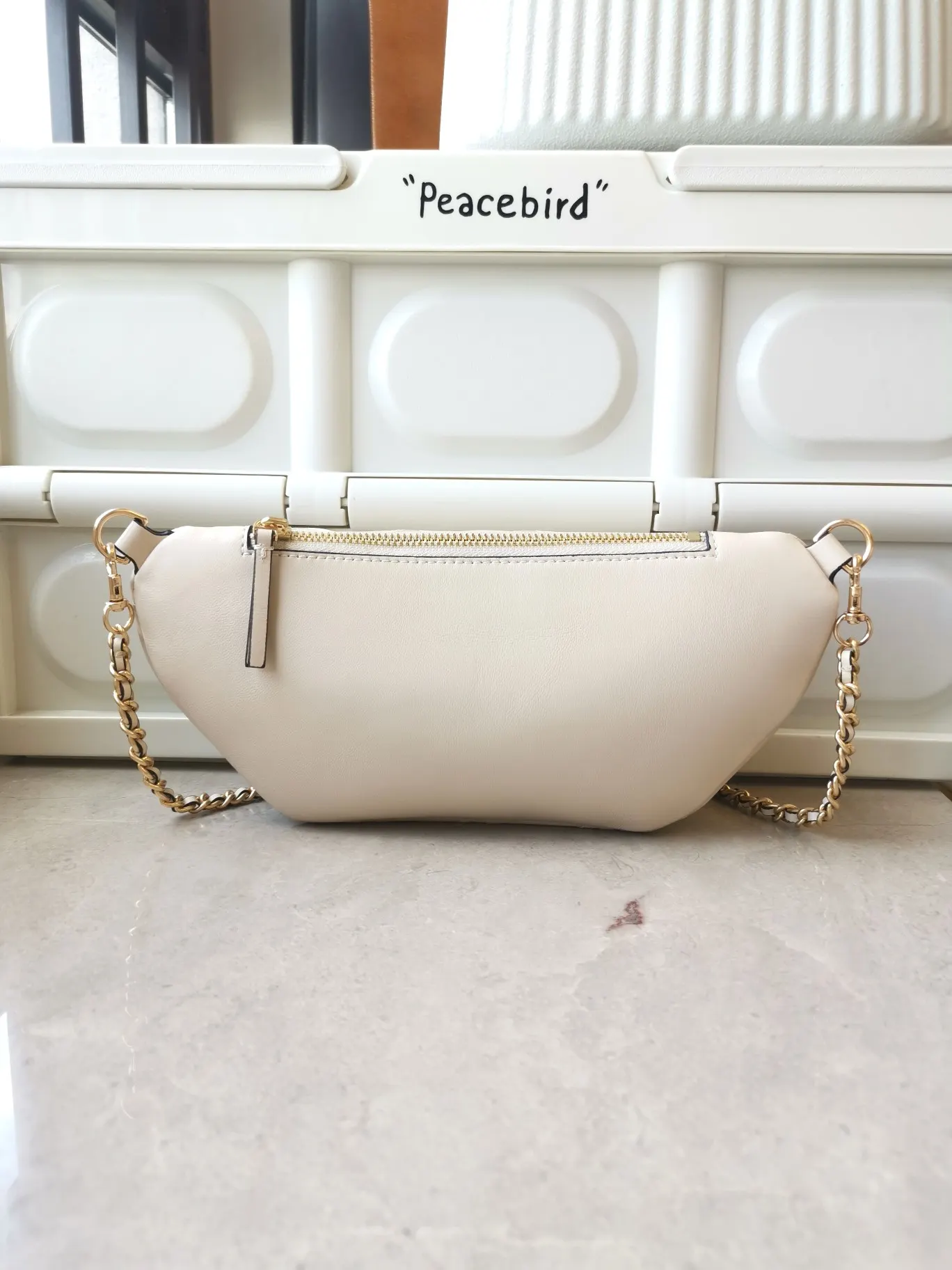 Black White Belt Bag Casual Leather