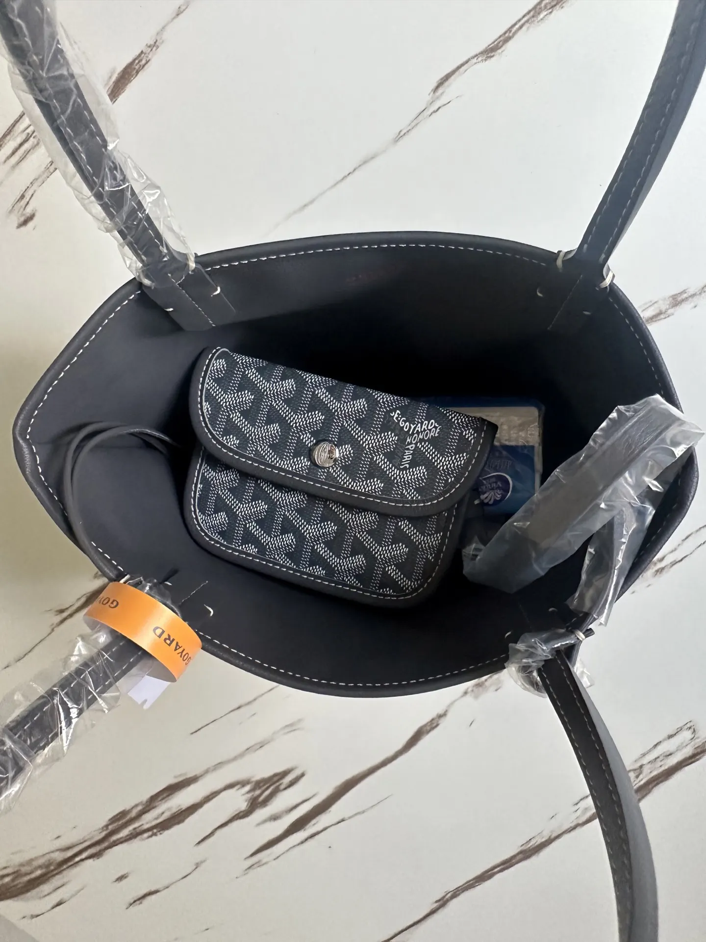 Goyard Gray Tote Bag Leather