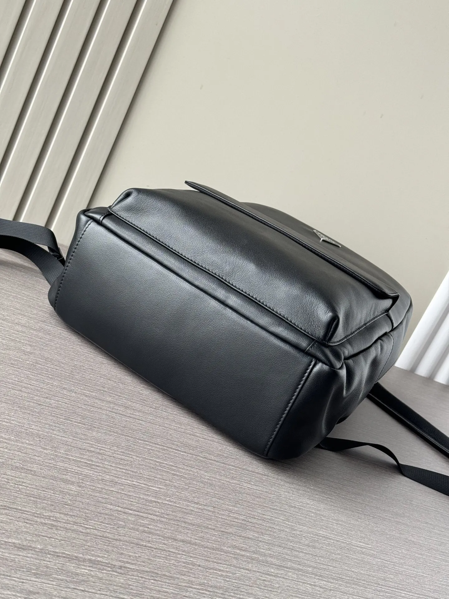 Prada Black Leather Backpack Logo