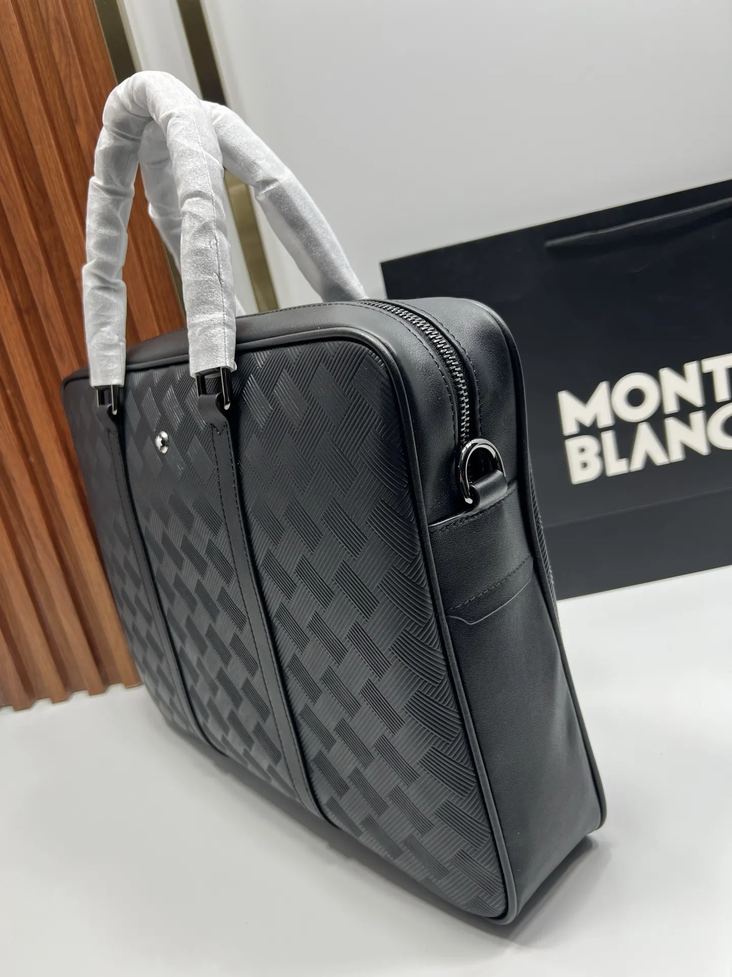黑色 牛皮 MONTBLANC 万宝龙 公文包 商務通勤款