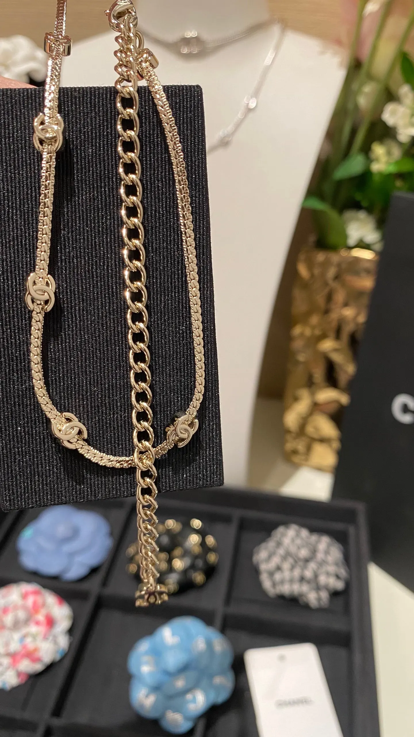 Chanel 金色 鏈條 项链 精致锁骨链