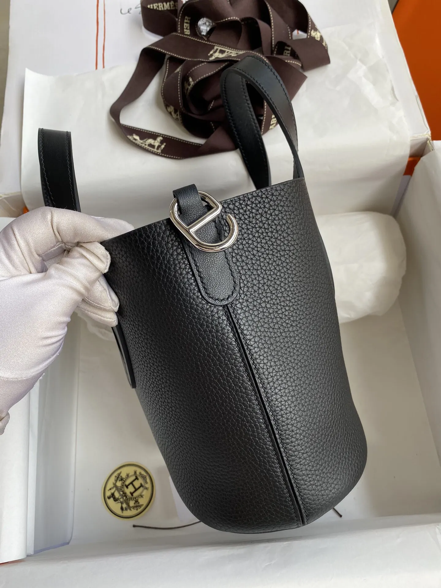 Hermès Picotin Black Bucket Bag Classic Leather