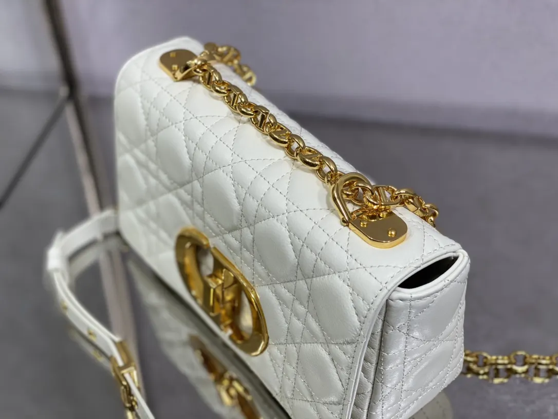 Dior Caro 奶白小牛皮链条包 简约斜挎