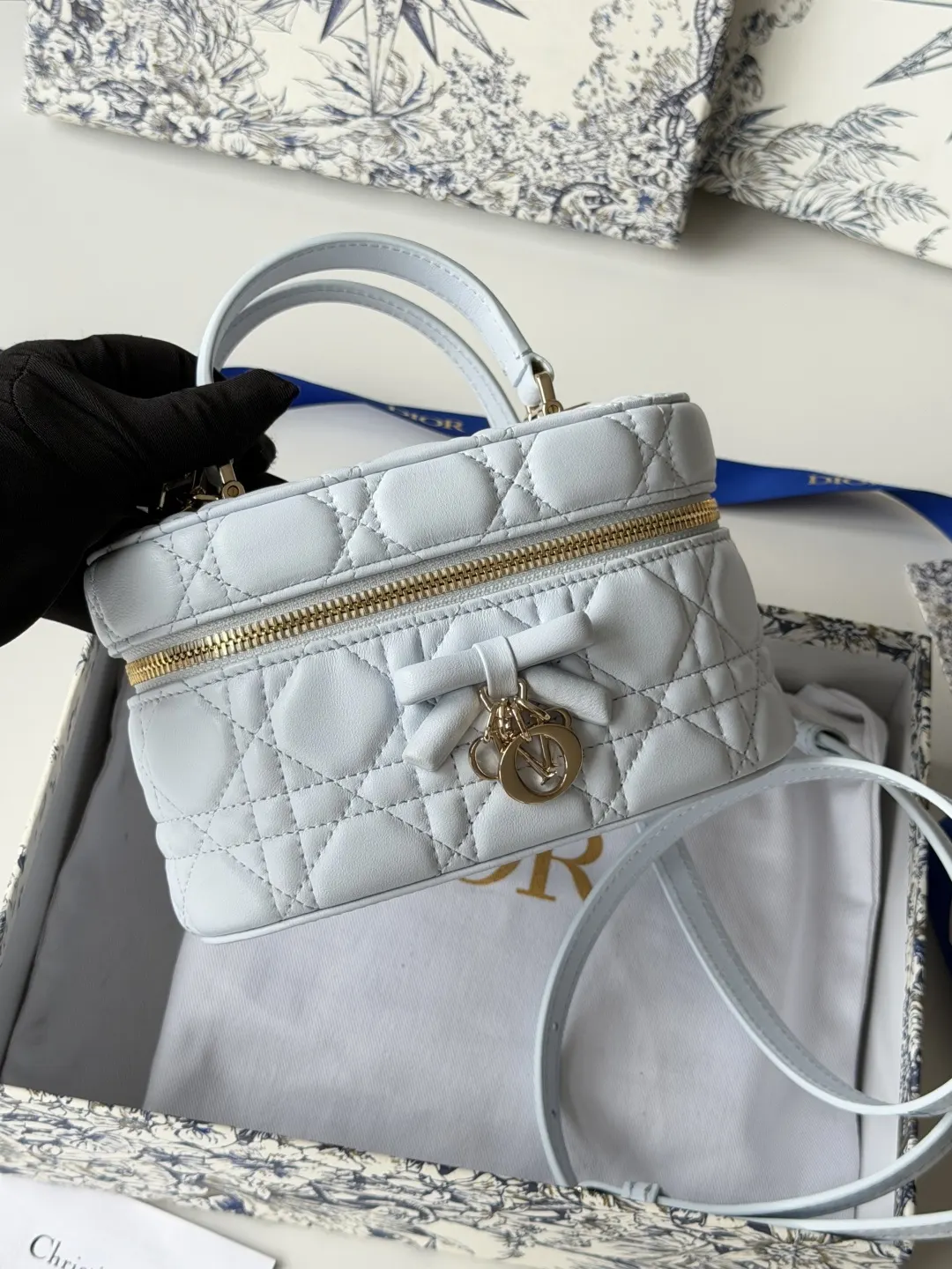 Dior 小號 藍色 皮革 手提包