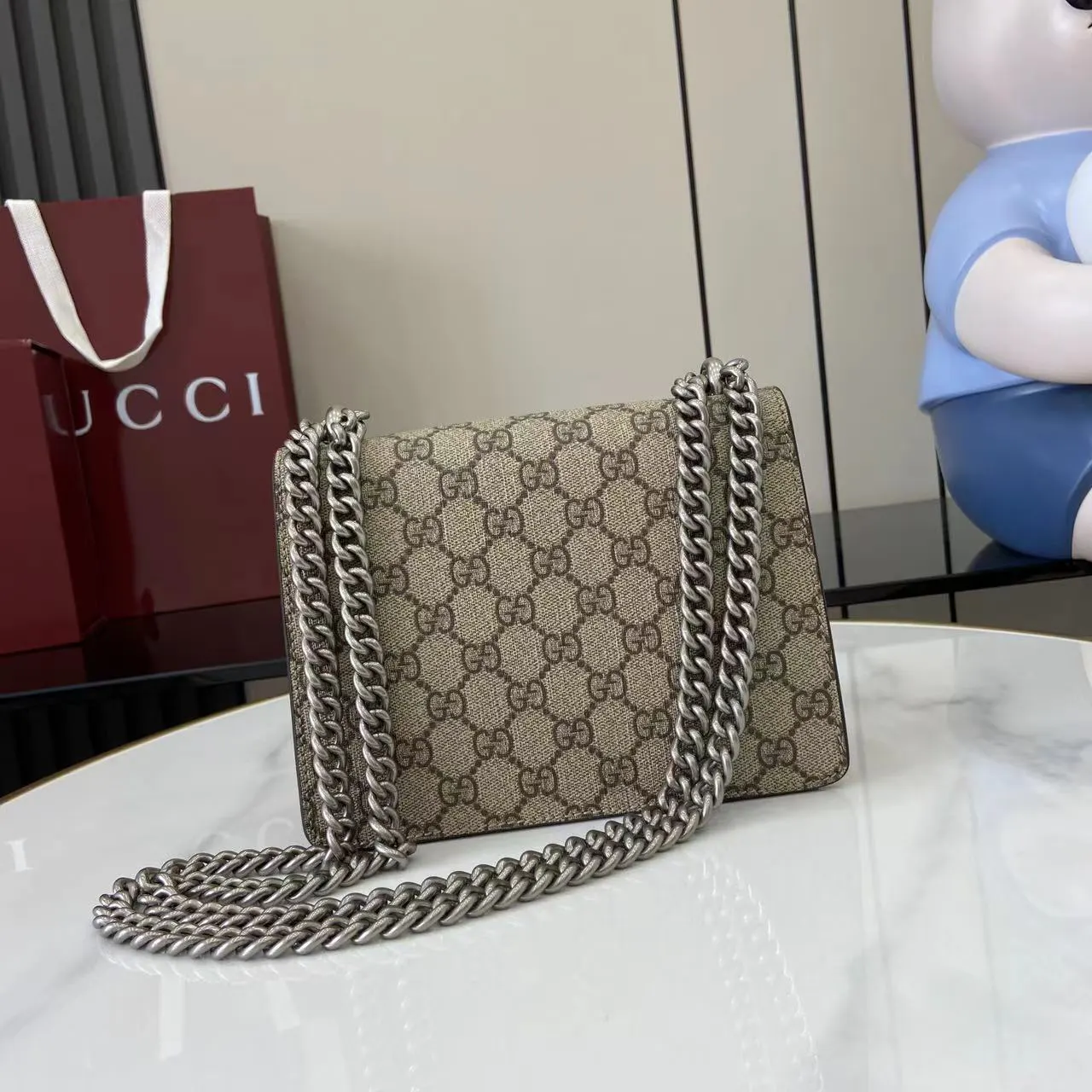 Brown Silver Chain Bag