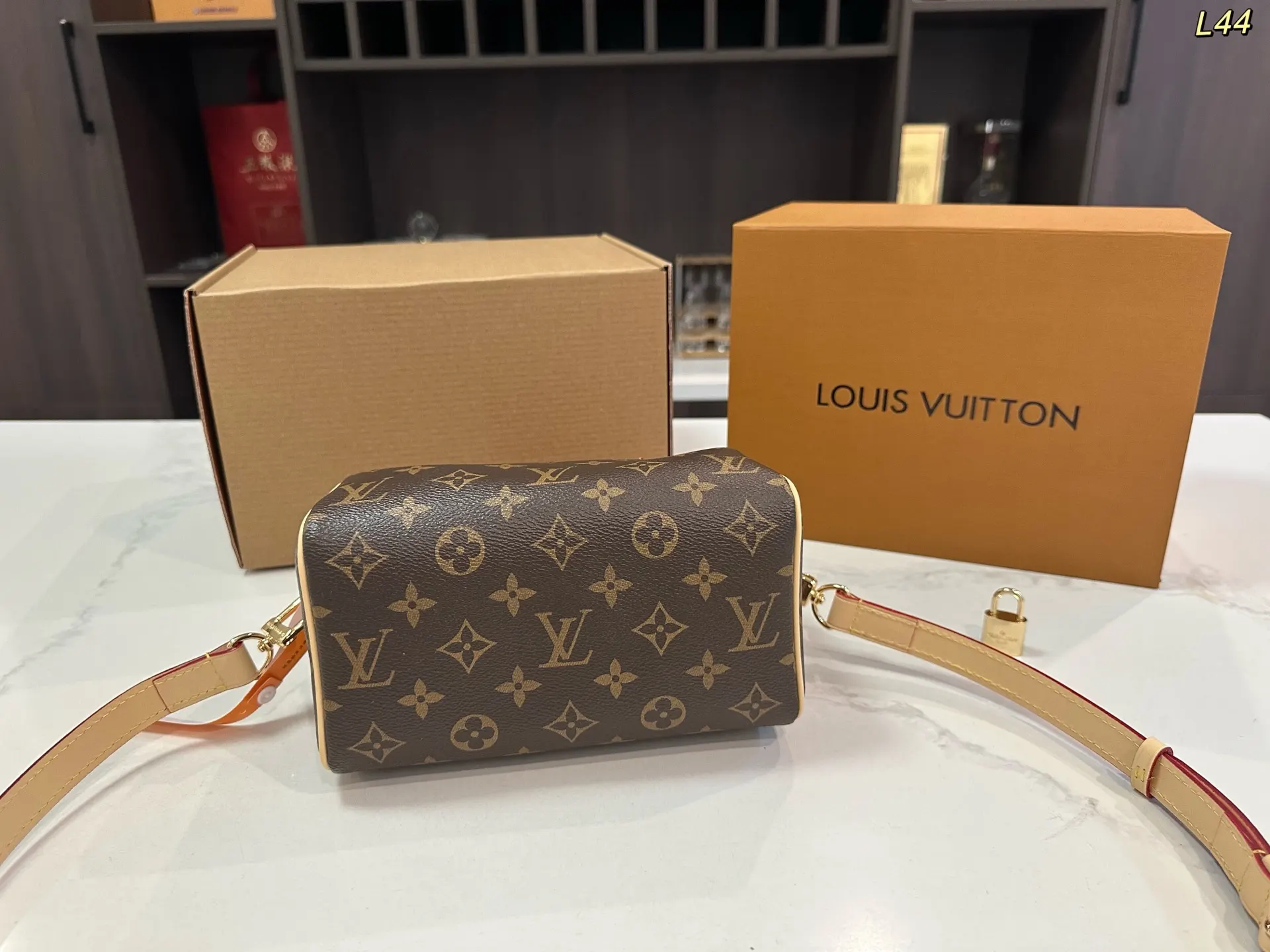 Louis Vuitton Gold Monogram Crossbody Bag Lightweight Leather