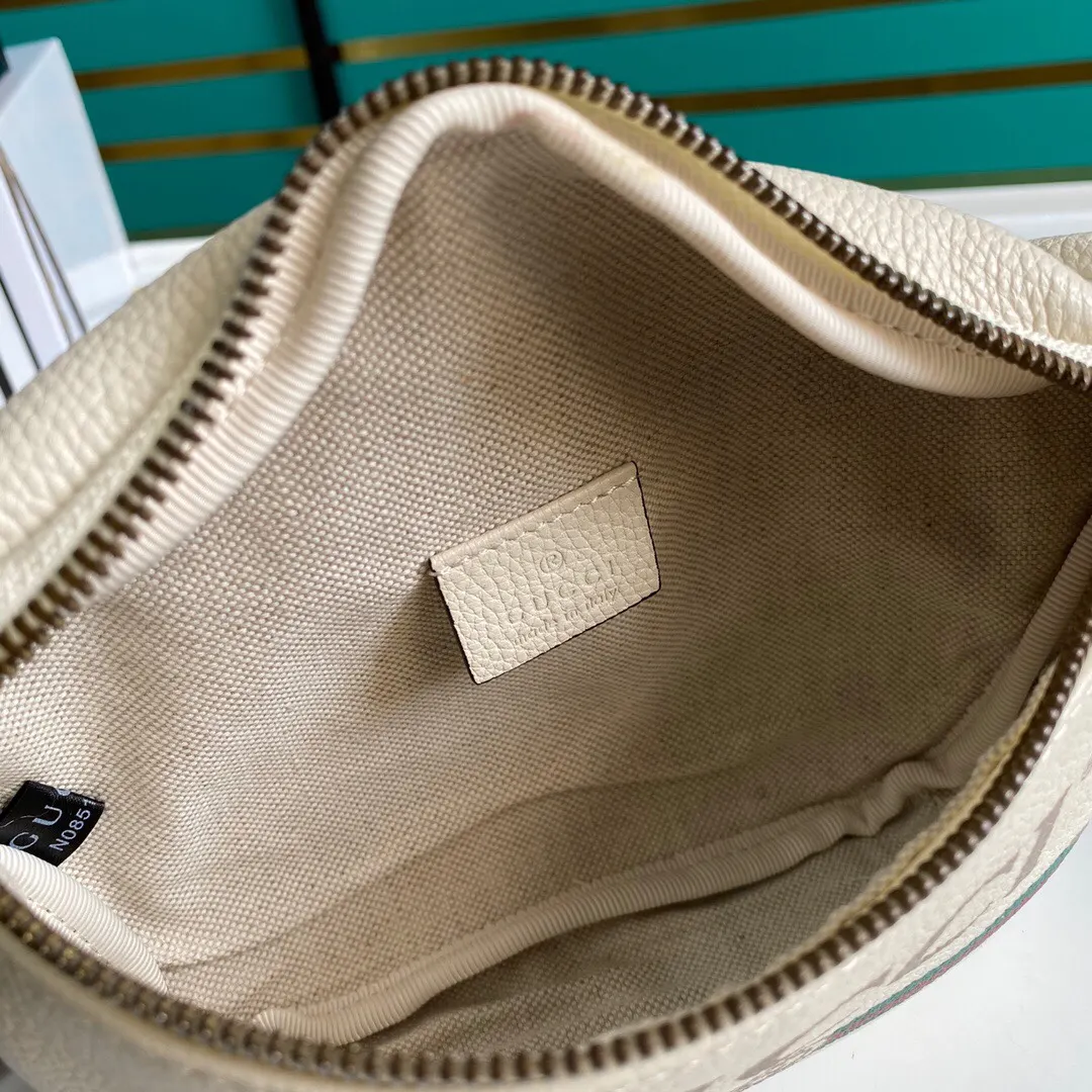 White Red Belt Bag Casual Leather
