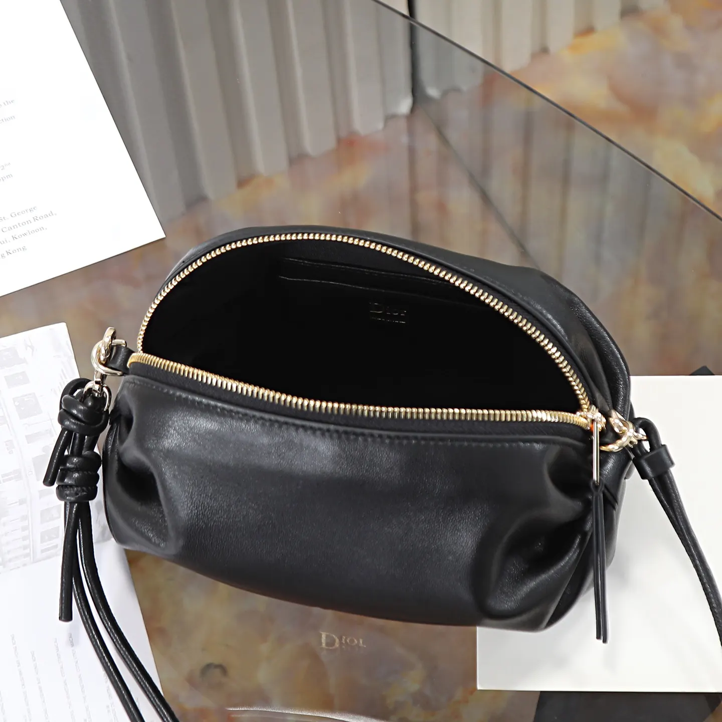 Dior Oblique 黑色羊皮手拿包 晚宴手拿