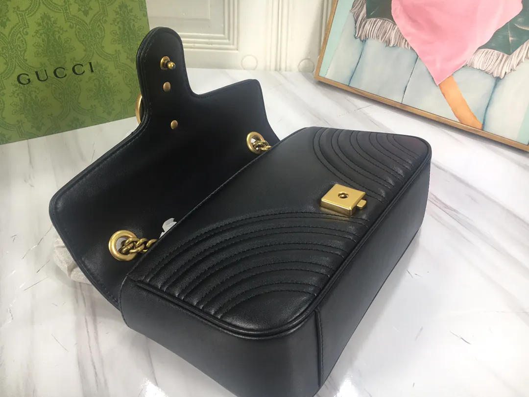Gucci Marmont 牛皮链条包 单肩斜挎