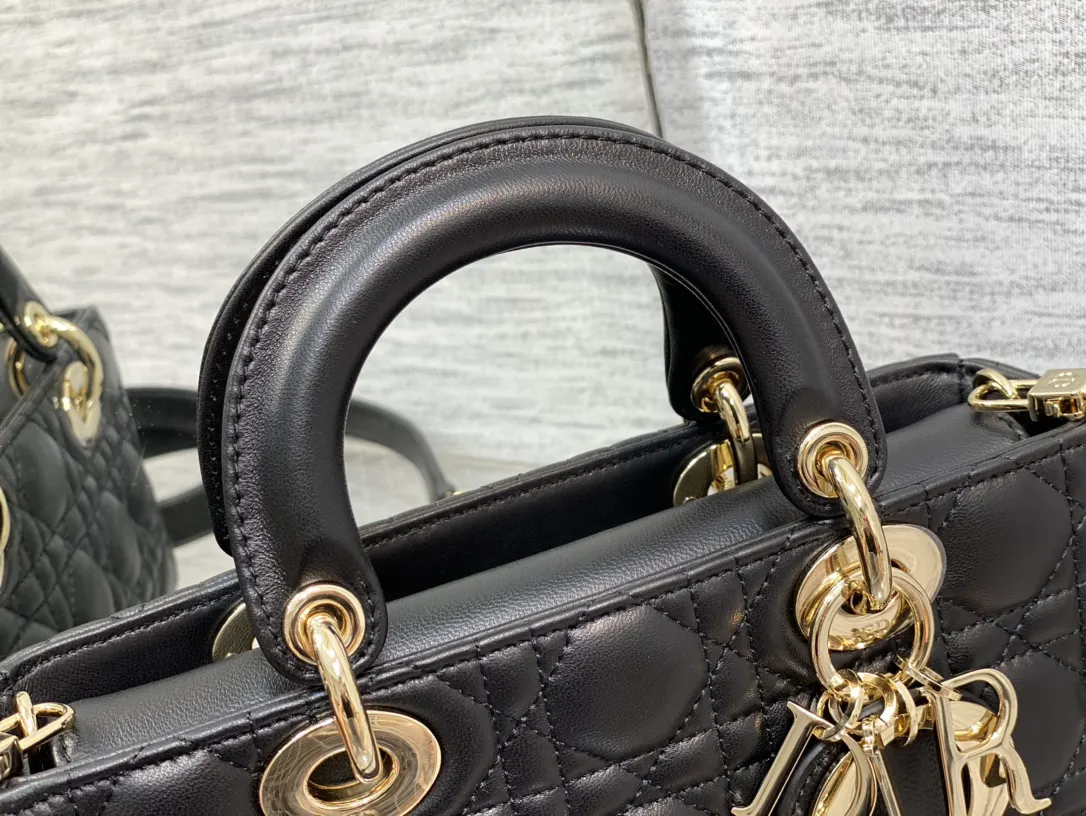 Dior D Joy 黑色羊皮手袋 手提斜挎 复古