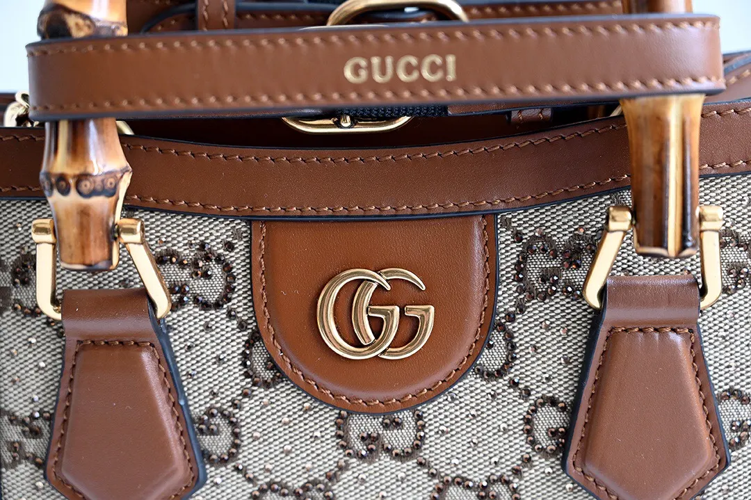 Gucci 棕色 帆布 GG 春季秀款DIANA系列 鏈條包 精致鏈條款