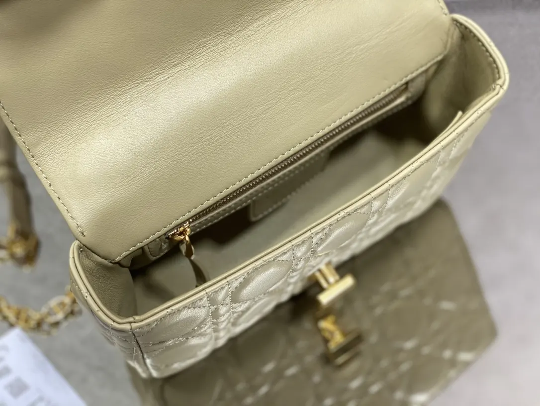Dior Caro 米色 皮革 手提包