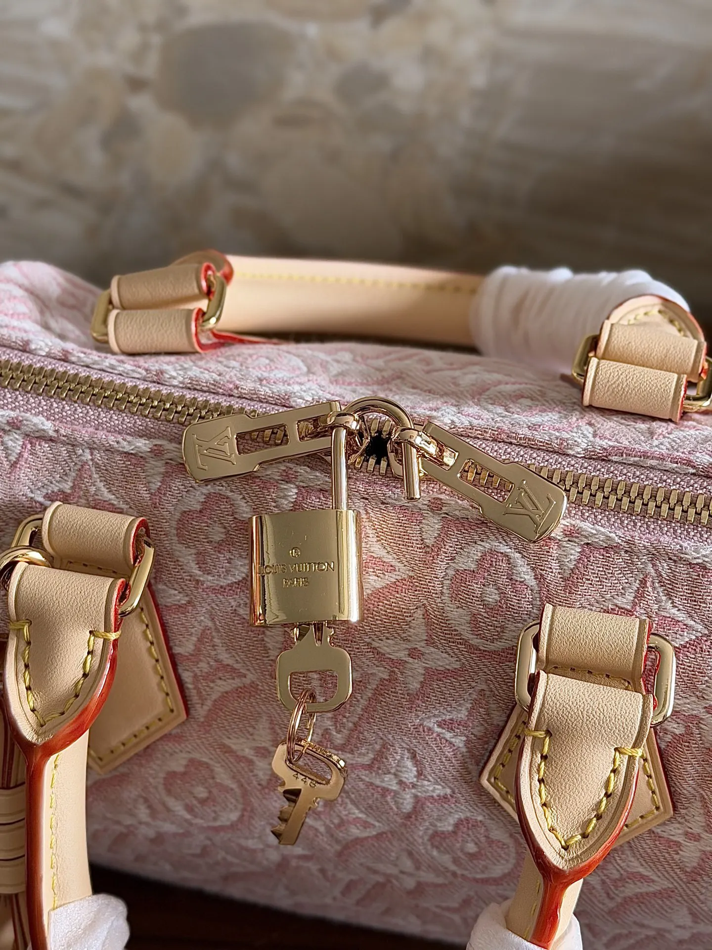 LV Speedy 粉色 帆布 收納包 旅行收納款