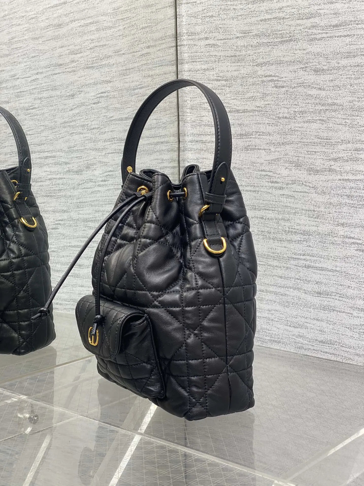 Dior Caro Leather Bucket Bag