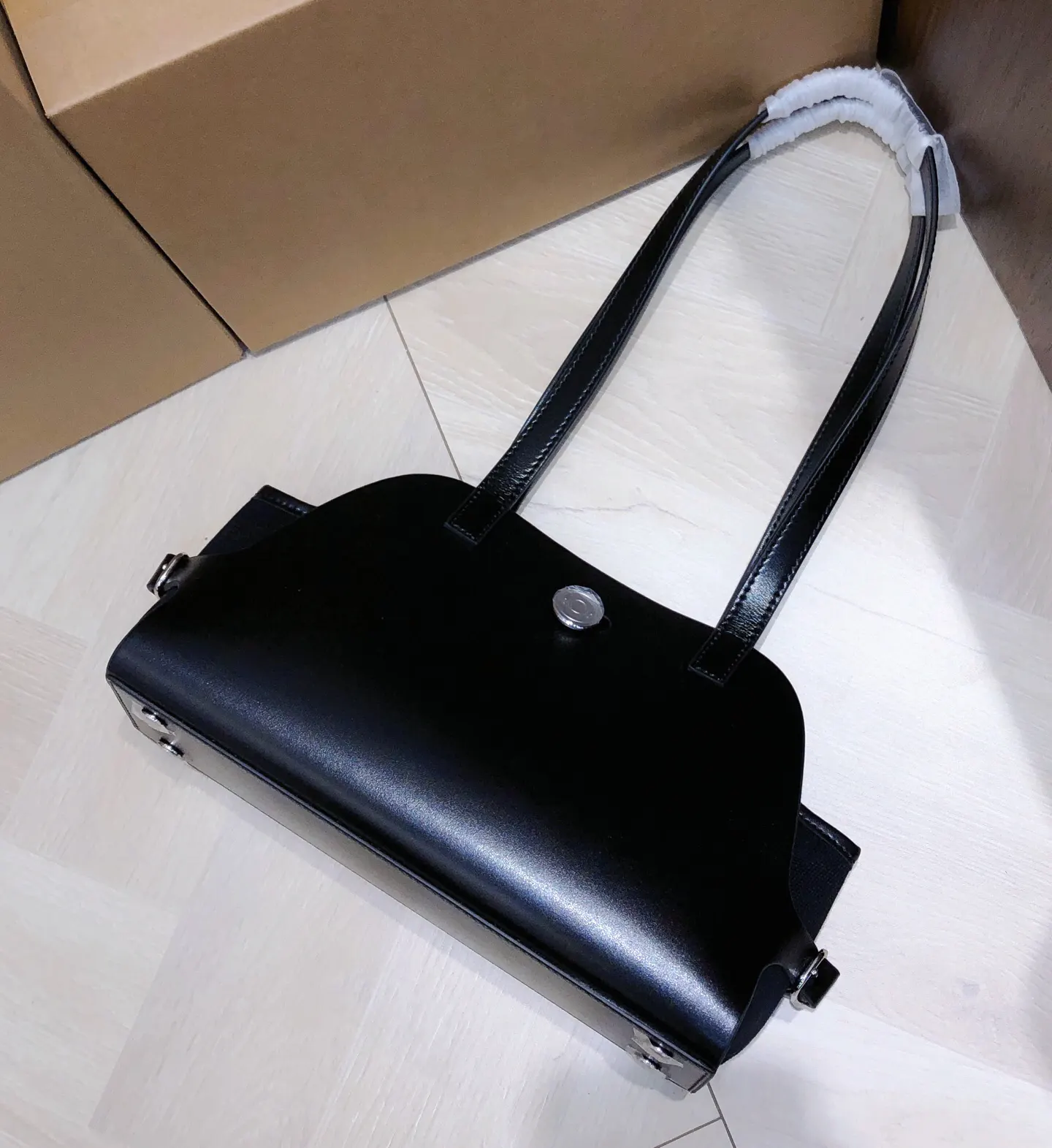 Hermes Black Hobo Shoulder Bag Vintage Canvas
