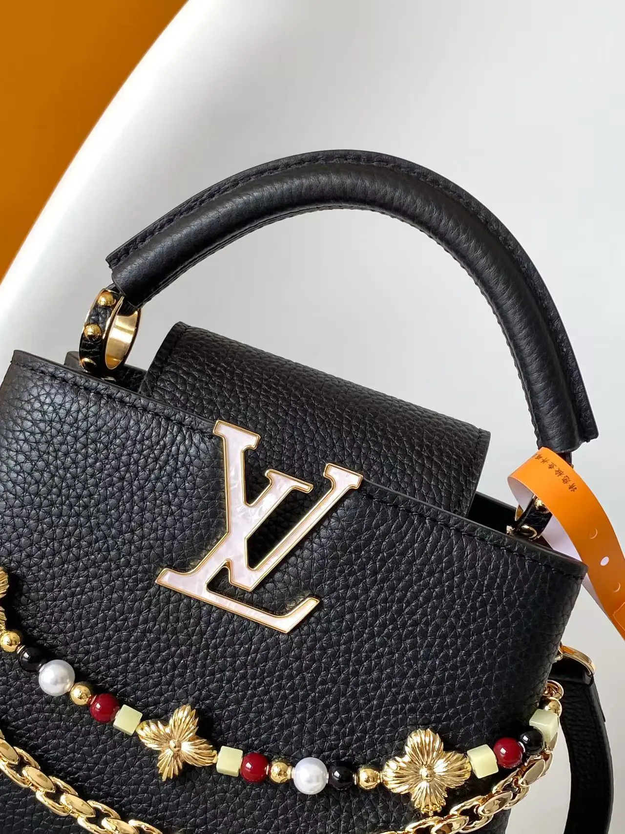 Louis Vuitton Black Brown Chain Bag Leather