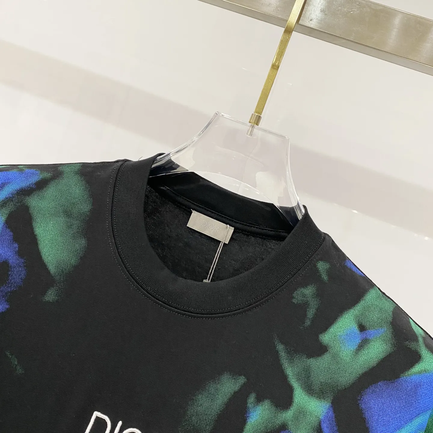 Dior 黑色绿色印花短袖T恤 个性休闲