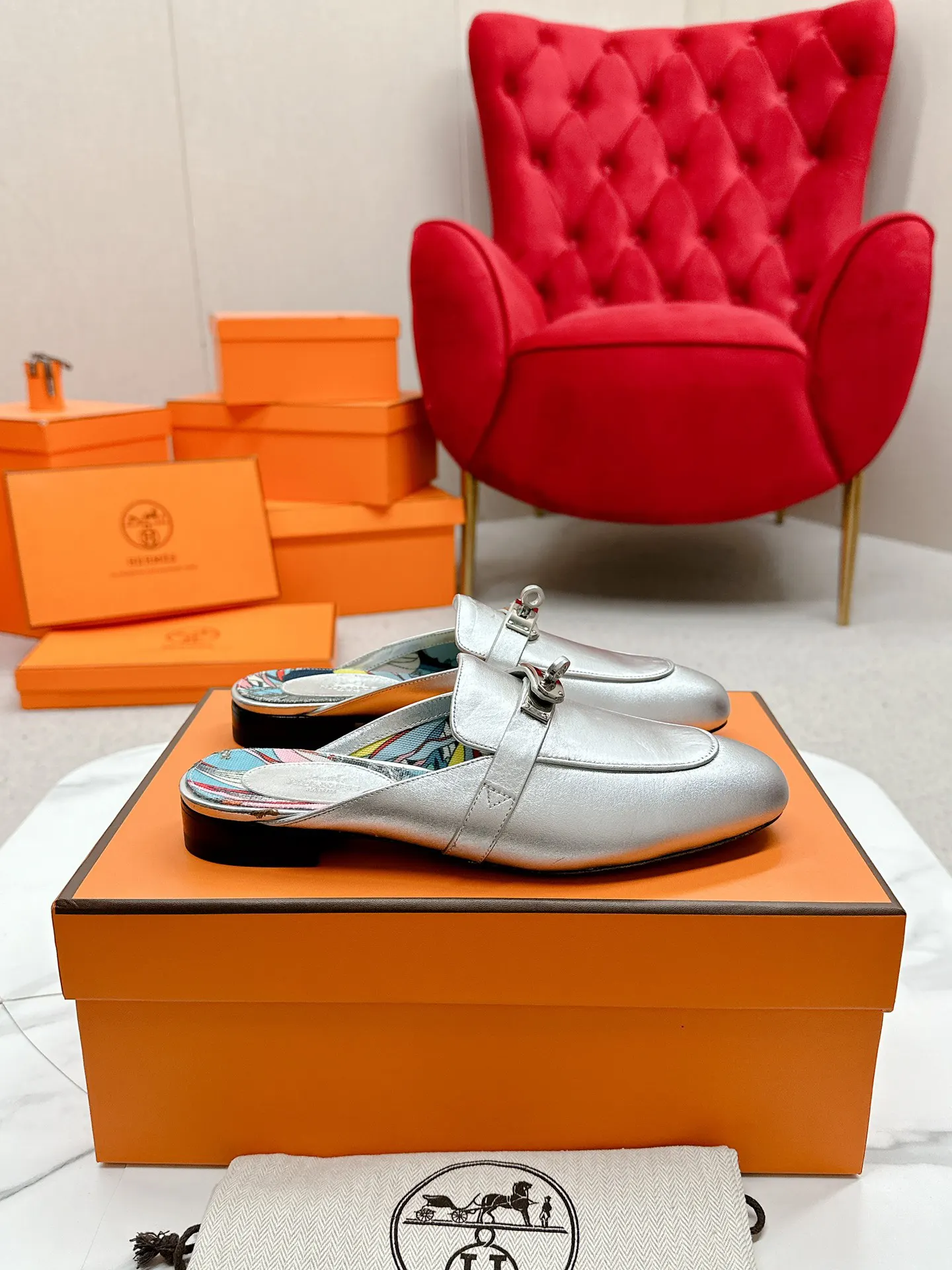 Hermès 小牛皮 拖鞋 舒适