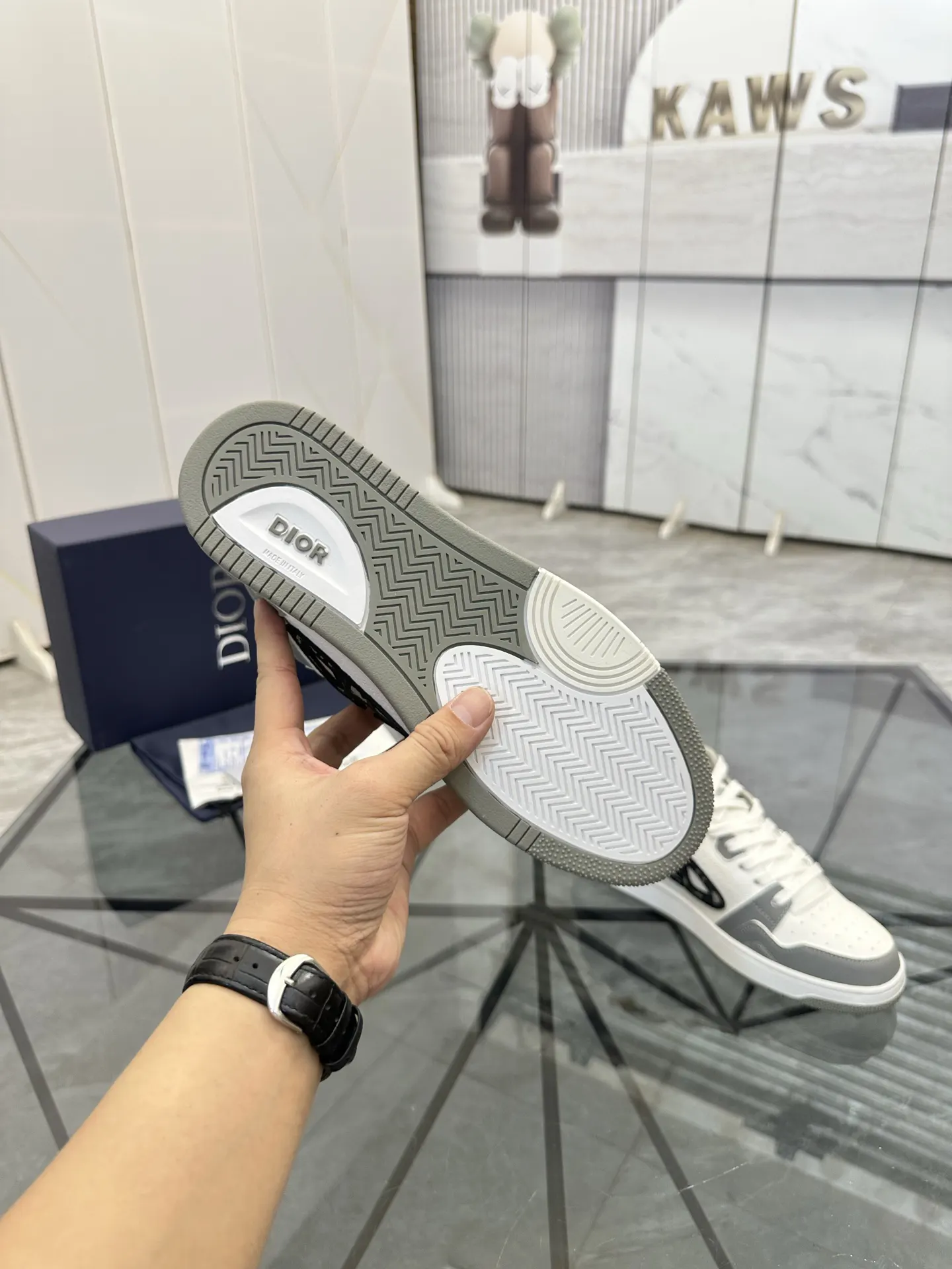 Dior B57 灰色/白色 皮革 運動鞋