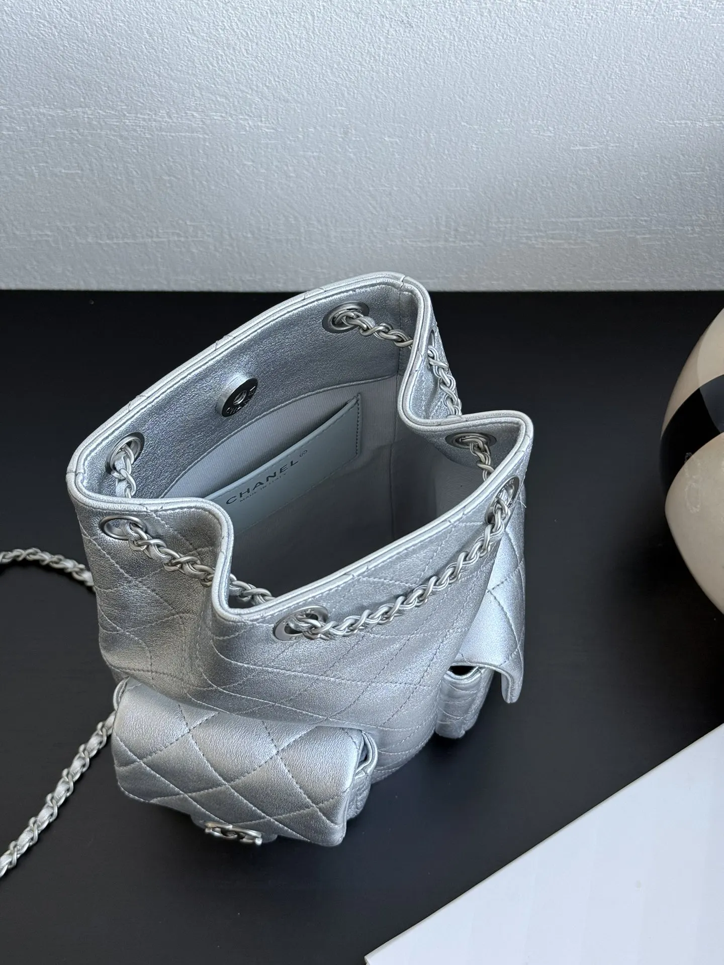 Black Silver Backpack