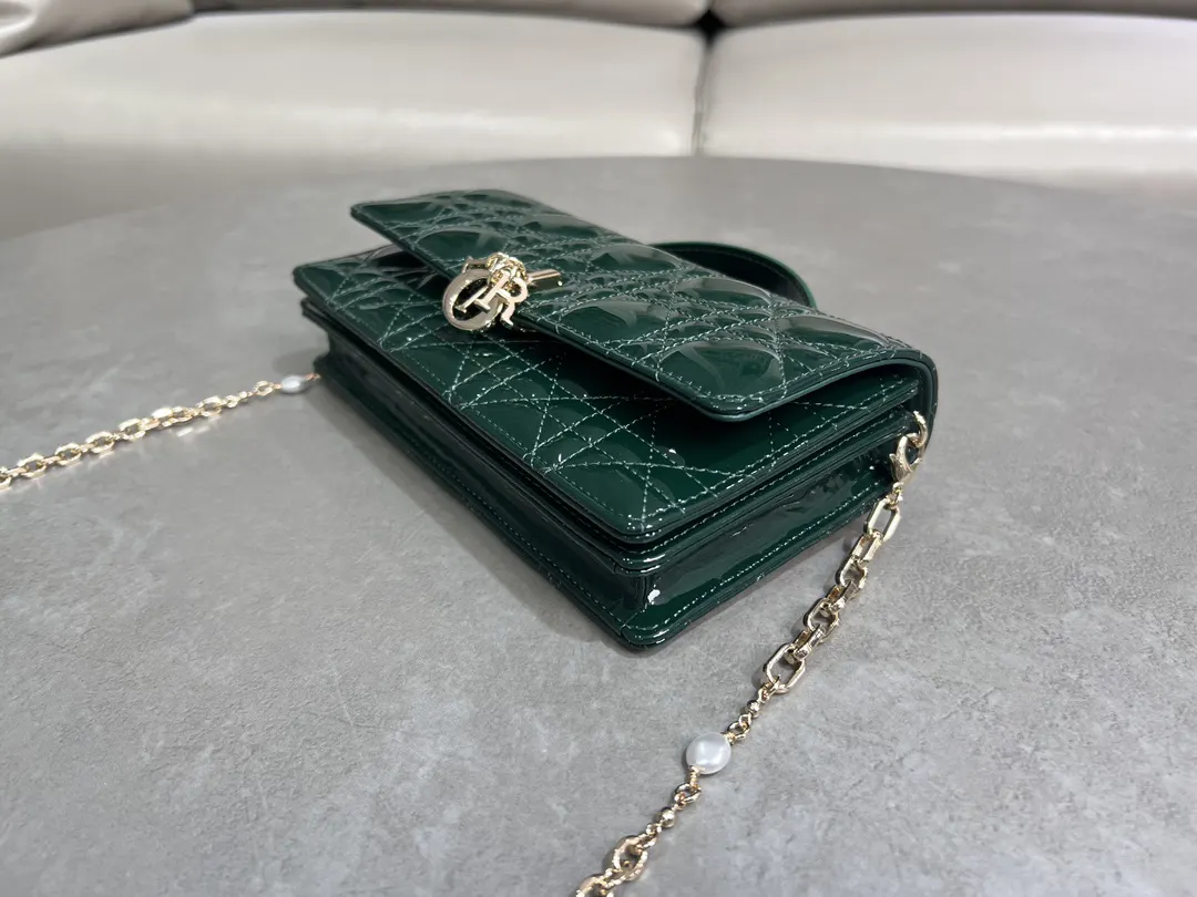 Dior Lady 绿色 墨绿 羊皮 链条包 精致链条款