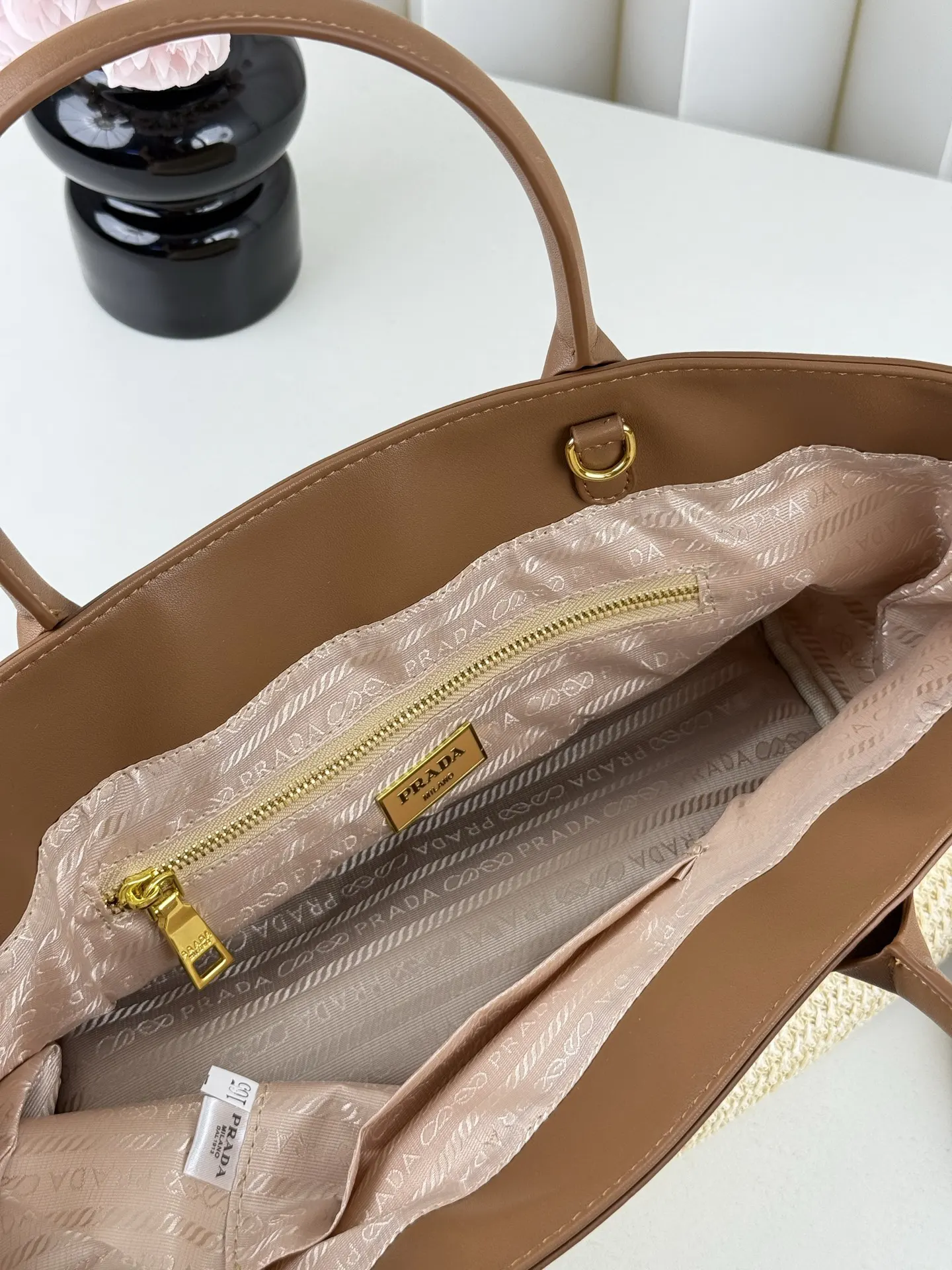 Prada 米色 编织 托特包