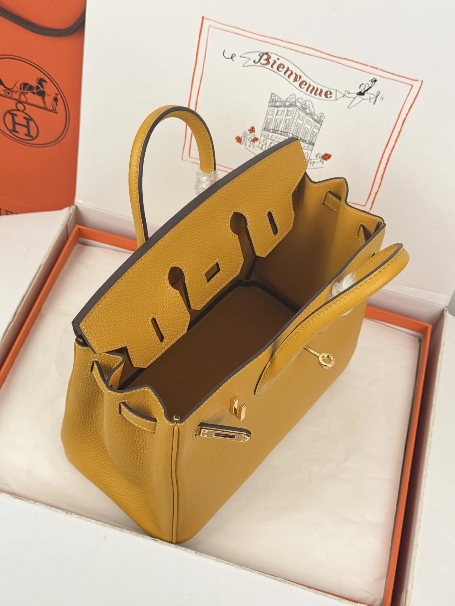 Birkin 小牛皮 togo 小牛皮 琥珀黃 手提包 通勤手提款
