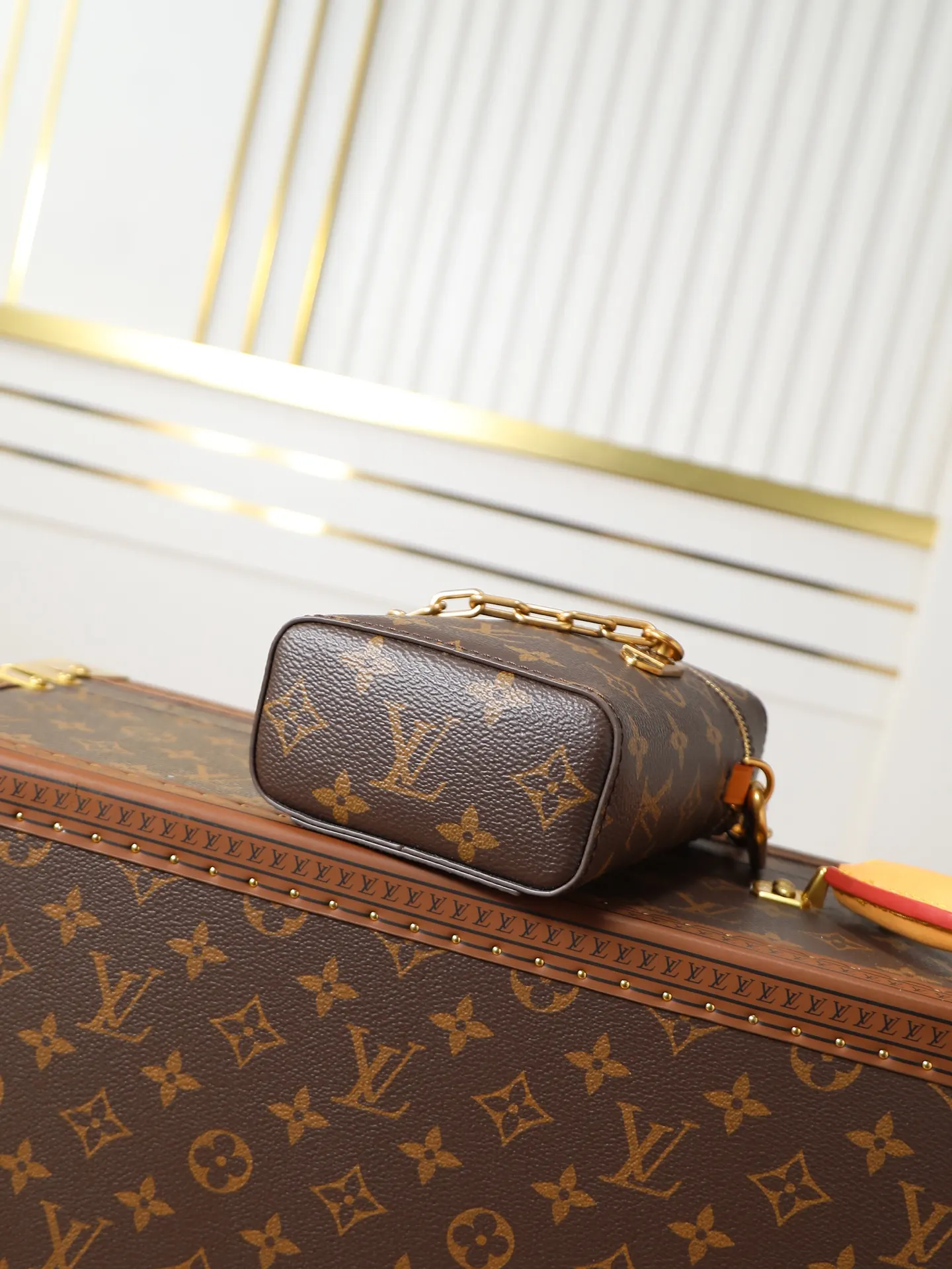 LV 老花 金色 帆布 老花 PH 收纳包 旅行收纳款