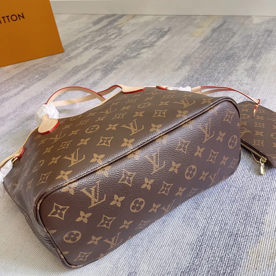 LV Neverfull 金色 牛皮 手拿包 精致手拿款