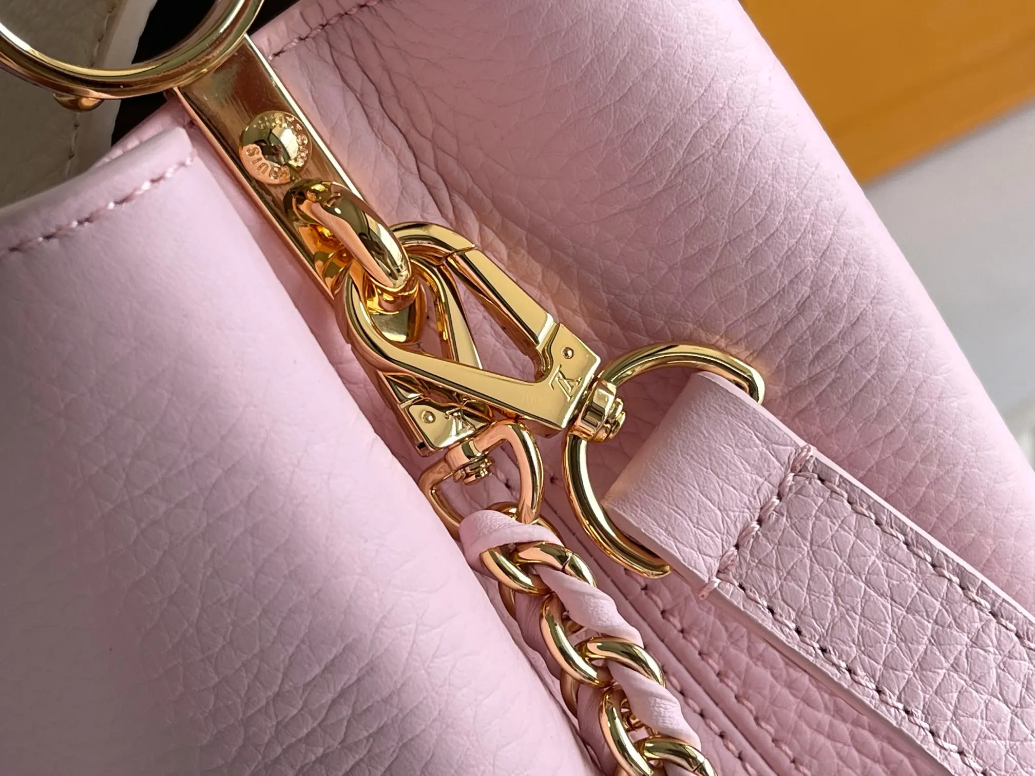Beige Pink Chain Bag