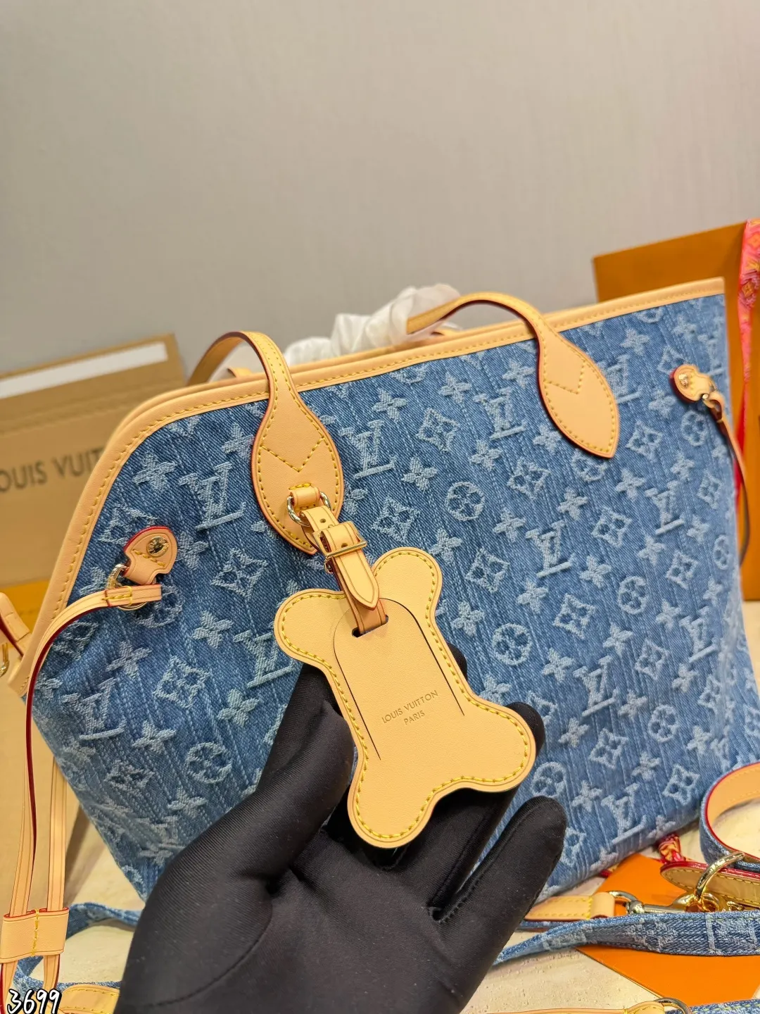 Neverfull 老花 牛仔 牛皮 托特包 大容量托特款