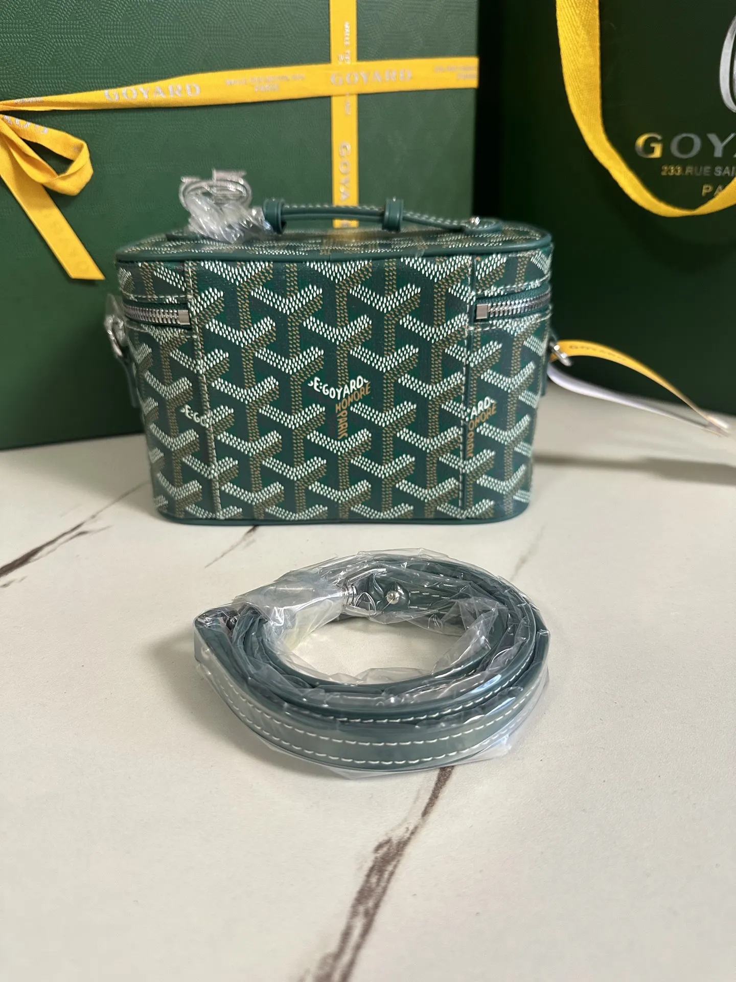 Goyard Yellow Cosmetic Pouch Leather
